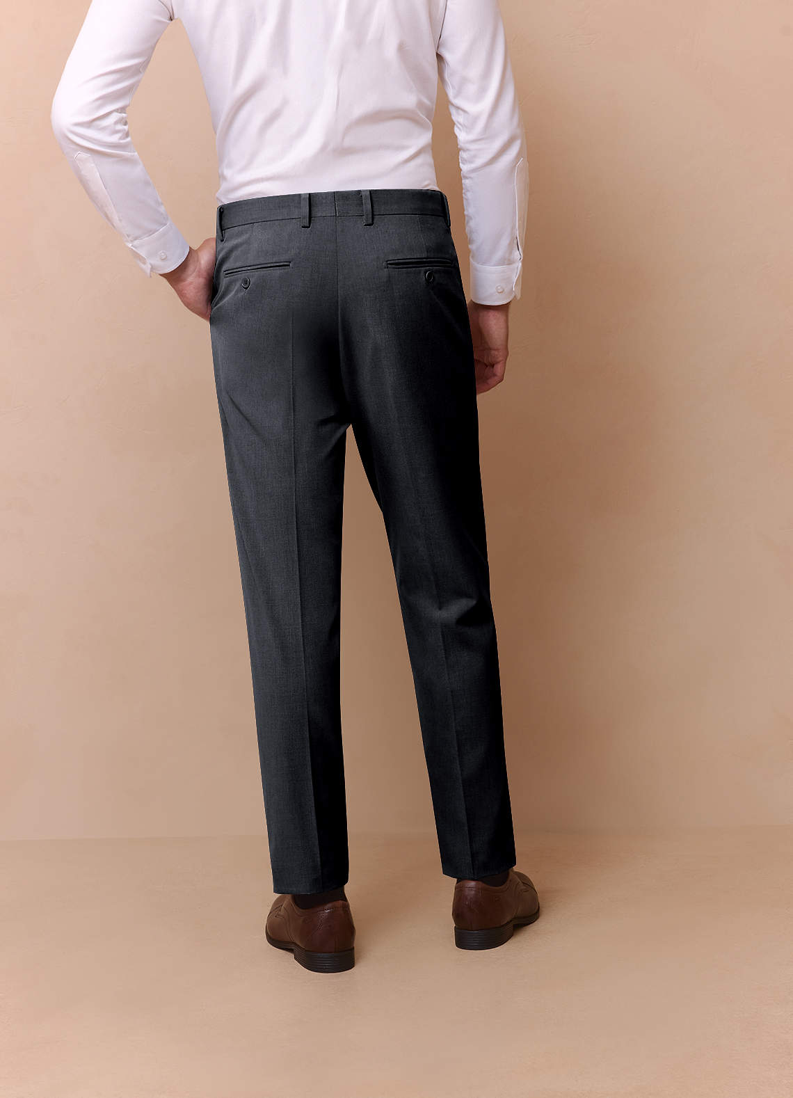 Savile Charcoal Wool Blend Dress Pants | Slim Regular Dress Pants