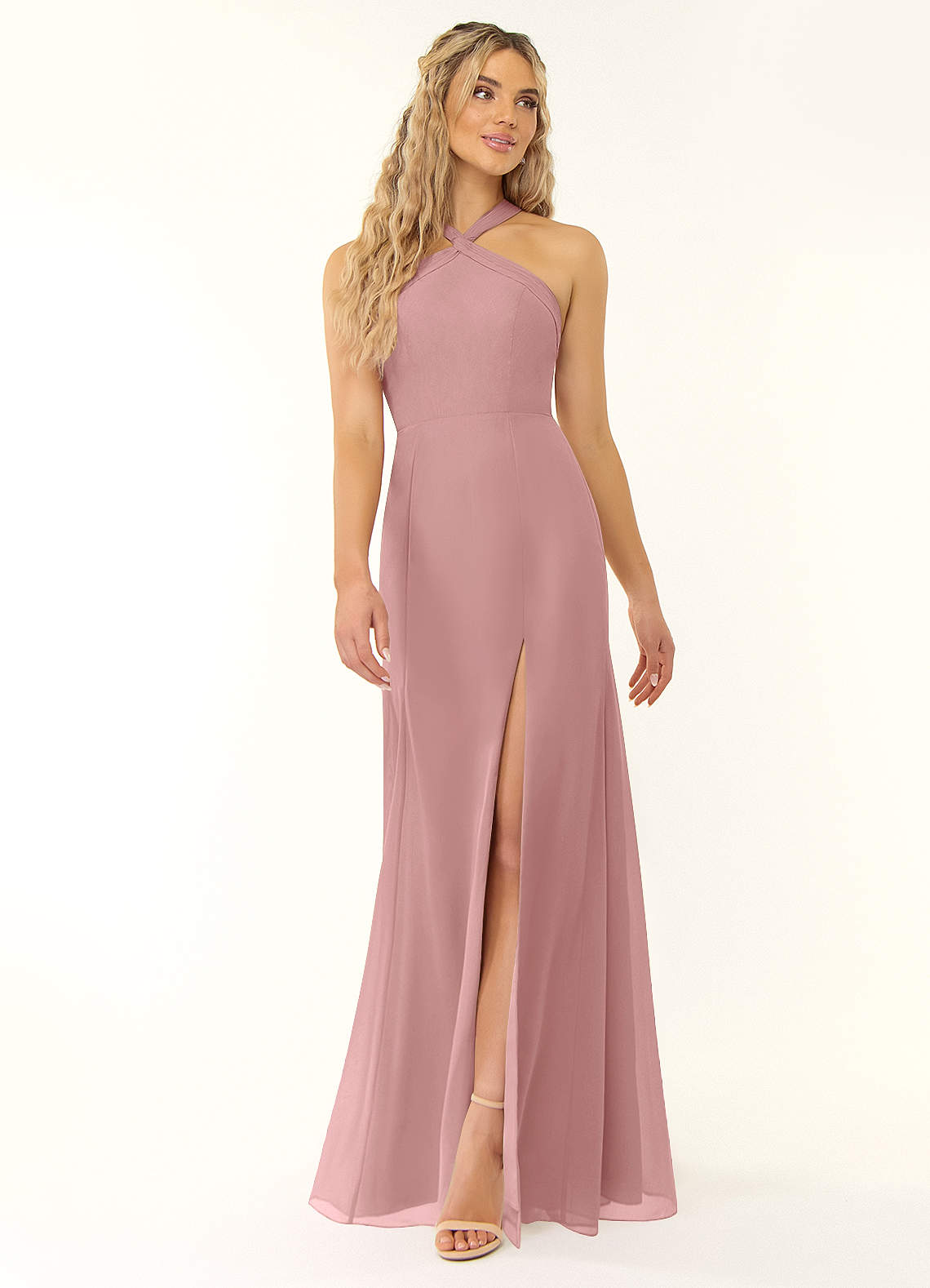 Azazie Rue Dusty Rose Chiffon Bridesmaid Dresses | Azazie
