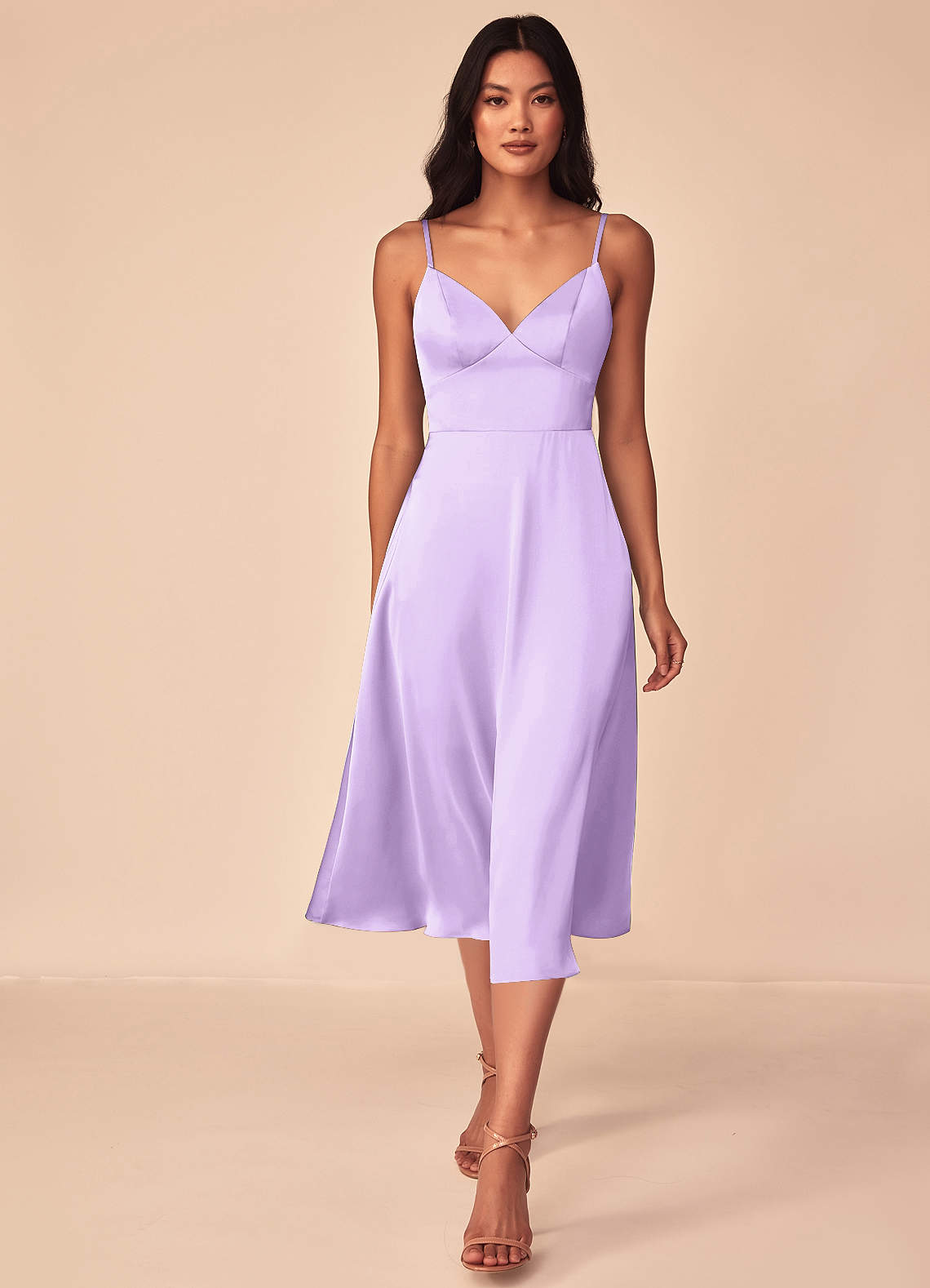 Azazie Dottie Bridesmaid Dresses Lilac A-Line Stretch Satin Dress image1