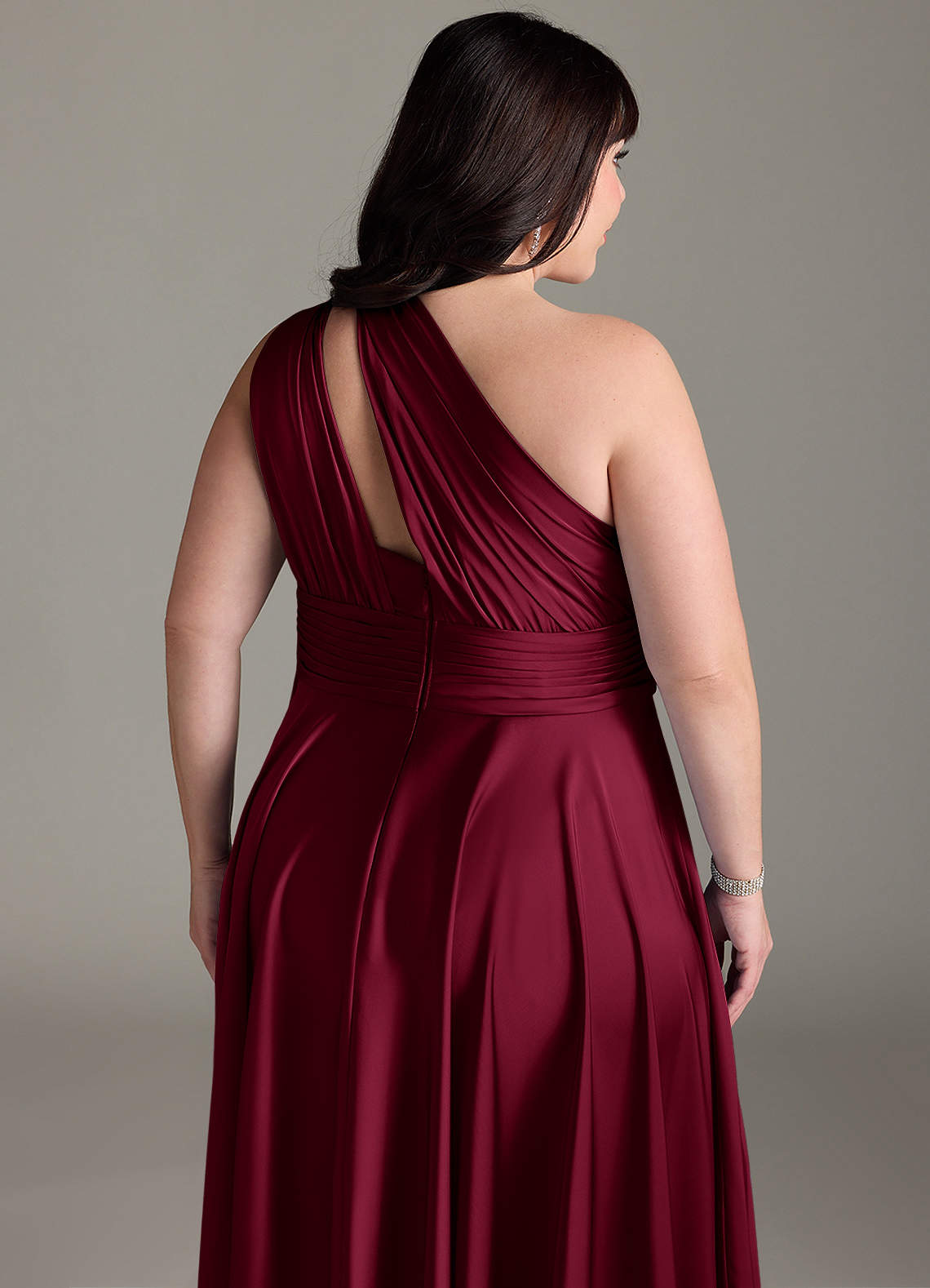 Azazie Charlize Jurken voor bruidsmeisjes Jurk van Stretch Satijn met A-Lijn One-Shoulder Bourgondië image15