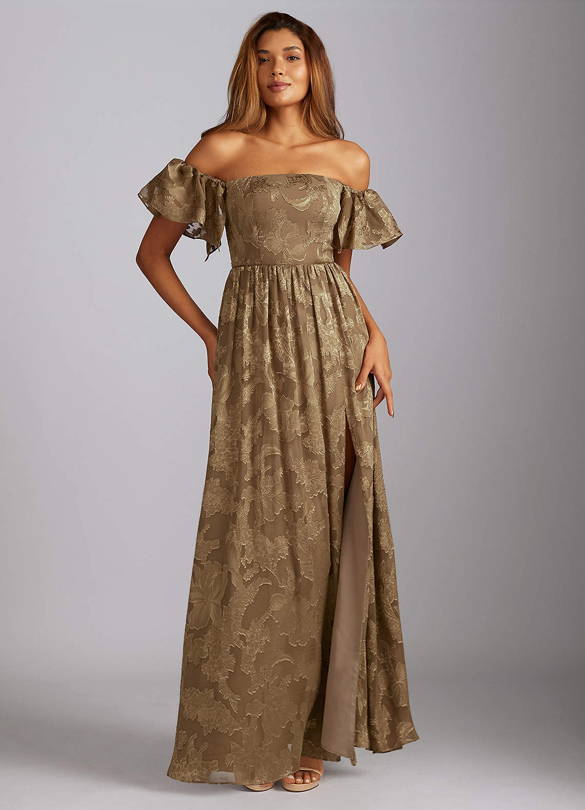Victoria Mocha Maxi Dress | Azazie