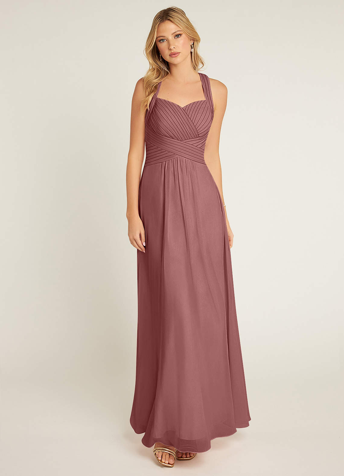 Azazie Claudia Bridesmaid Dresses Desert Rose A-Line Sweetheart Neckline Chiffon Dress image1