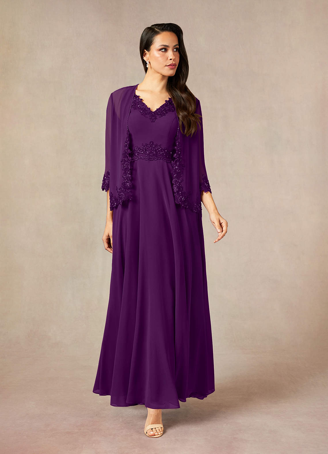 Azazie Devana Mother of the Bride Dresses Grape A-Line Sequins Chiffon Dress image1