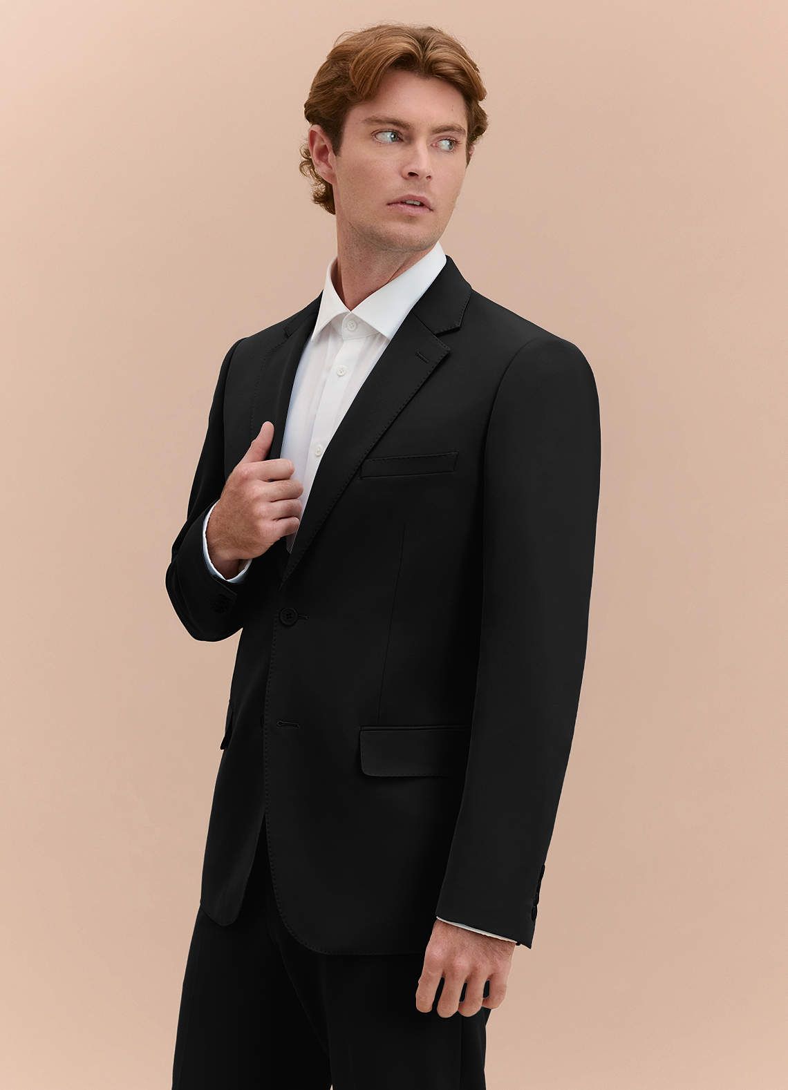 front James Black Structured Stretch Suit