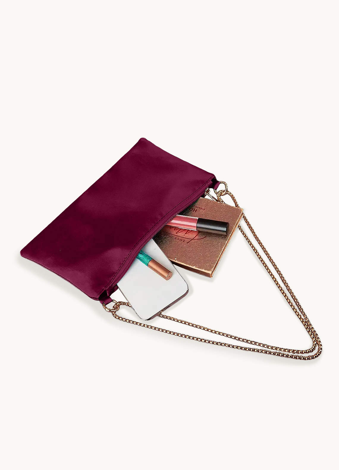 Wine Red Metallic Chain Underarm Bag | Azazie