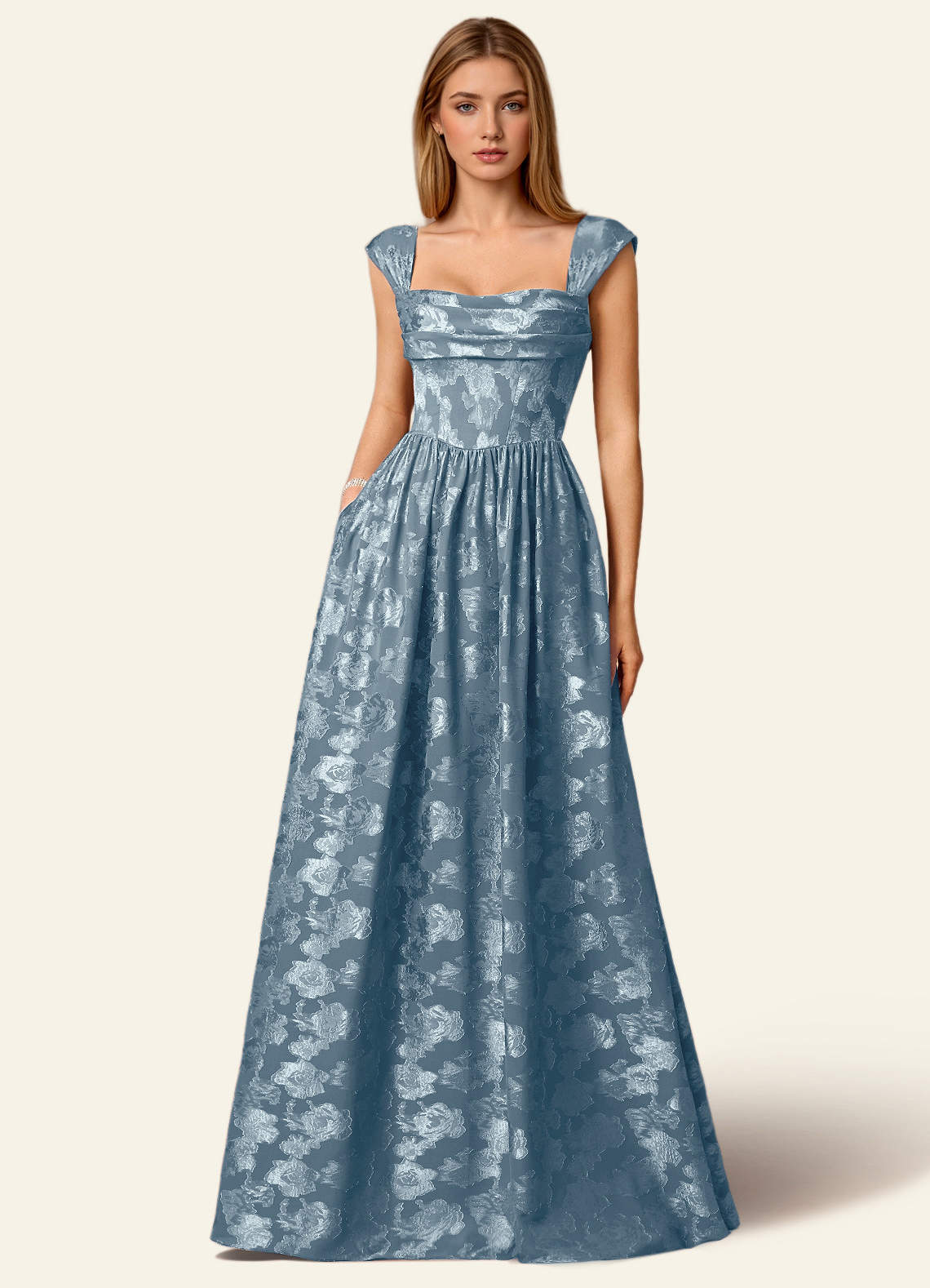 dusty blue mother of the bride dresses plus size Simple Blue Satin Evening Long Prom Dress main image 0