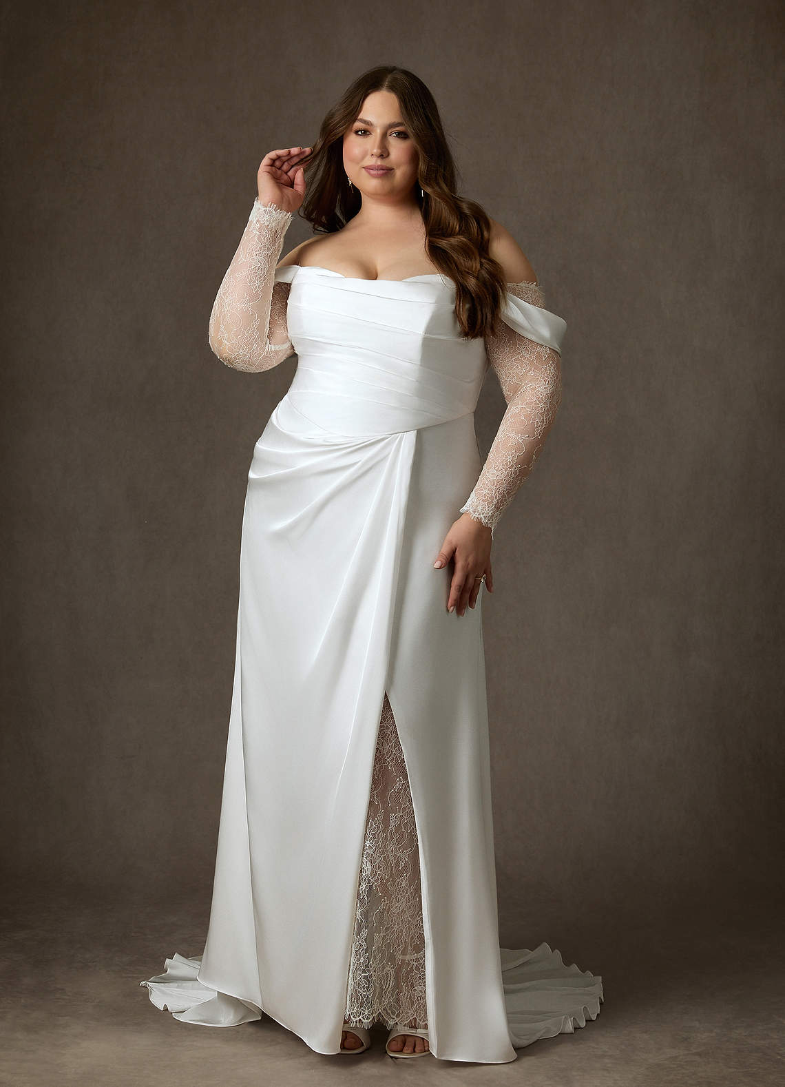 Azazie Alexa Wedding Dresses Diamond White A-Line Sweetheart Neckline Lace Dress image1