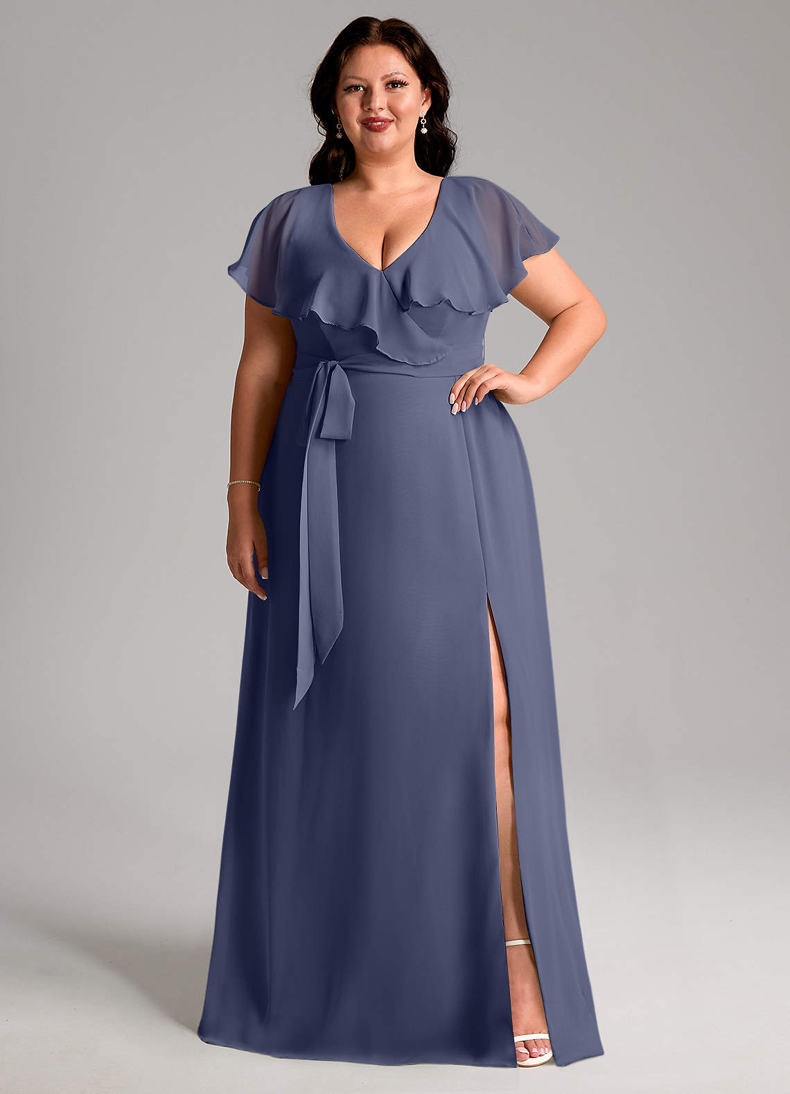 Azazie Lainey Bridesmaid Dresses Stormy A-Line with Pockets Chiffon Dress image1