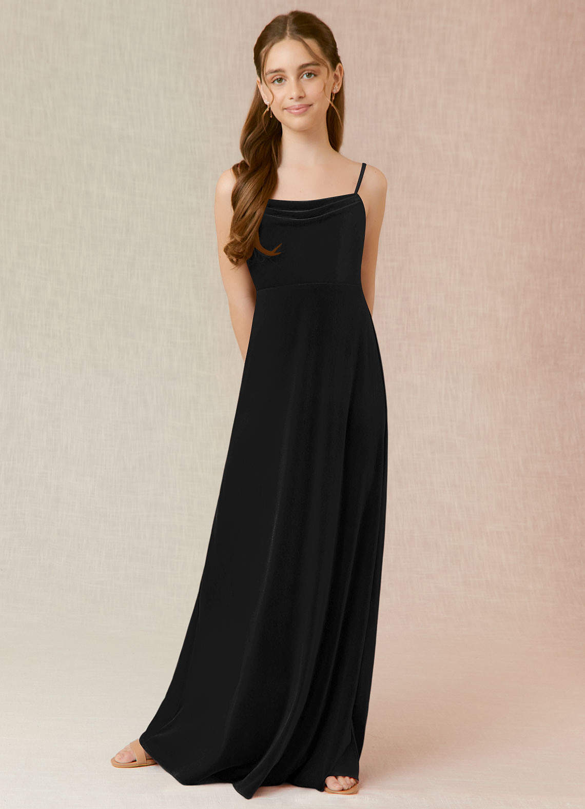 Azazie Solange Junior Bridesmaid Dress in Black | Azazie