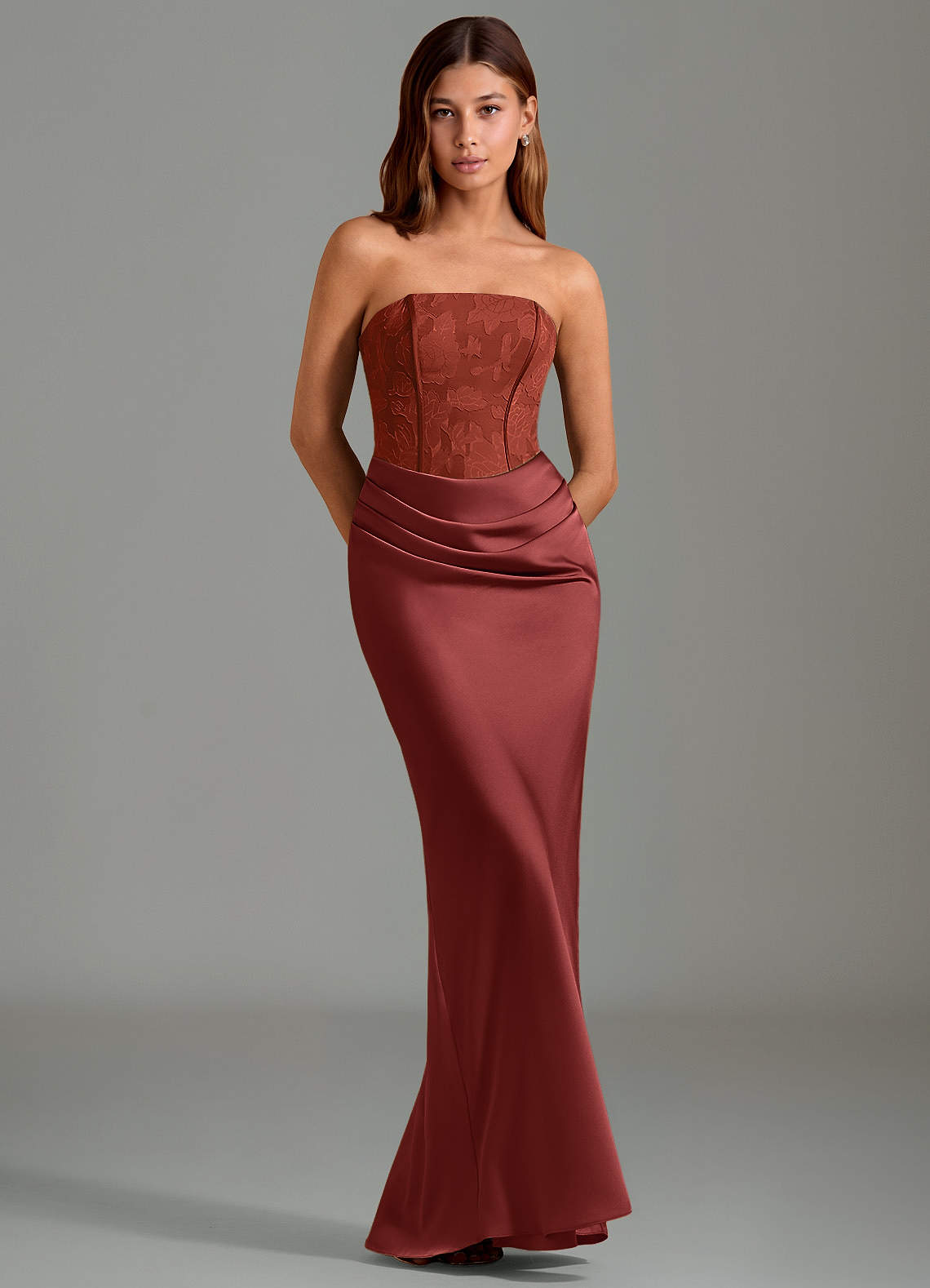terracotta color bridesmaid dress Azazie Emilia Color:Navy-FV77