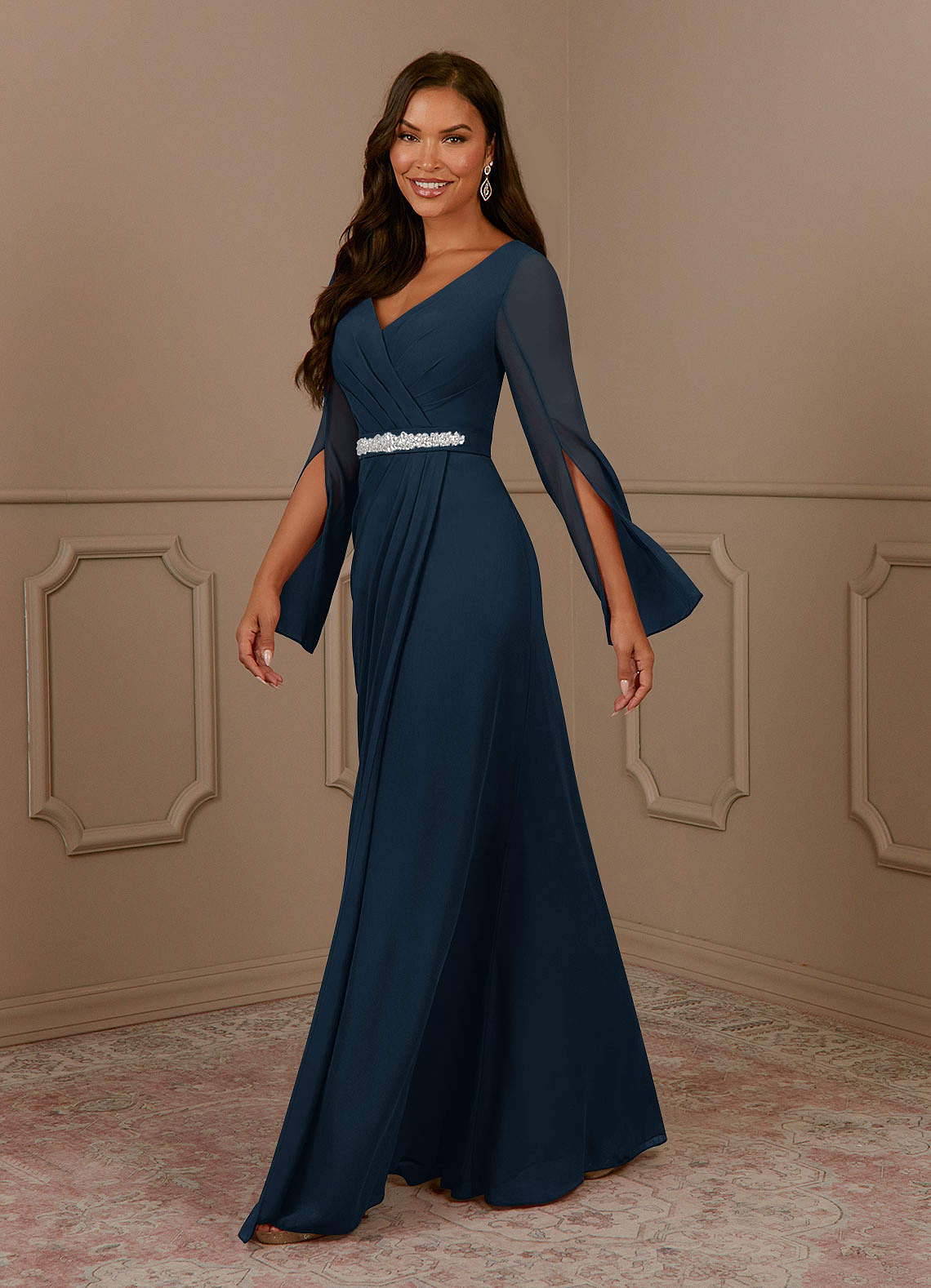 Azazie A-Line/Princess V-Neck Floor-Length Chiffon Mother of the Bride or Groom Dresses