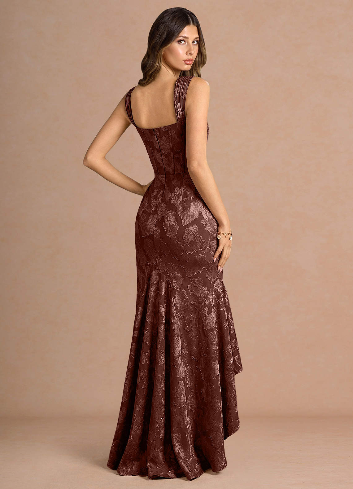 Saskia Mocha Coco Maxi Dress | Azazie