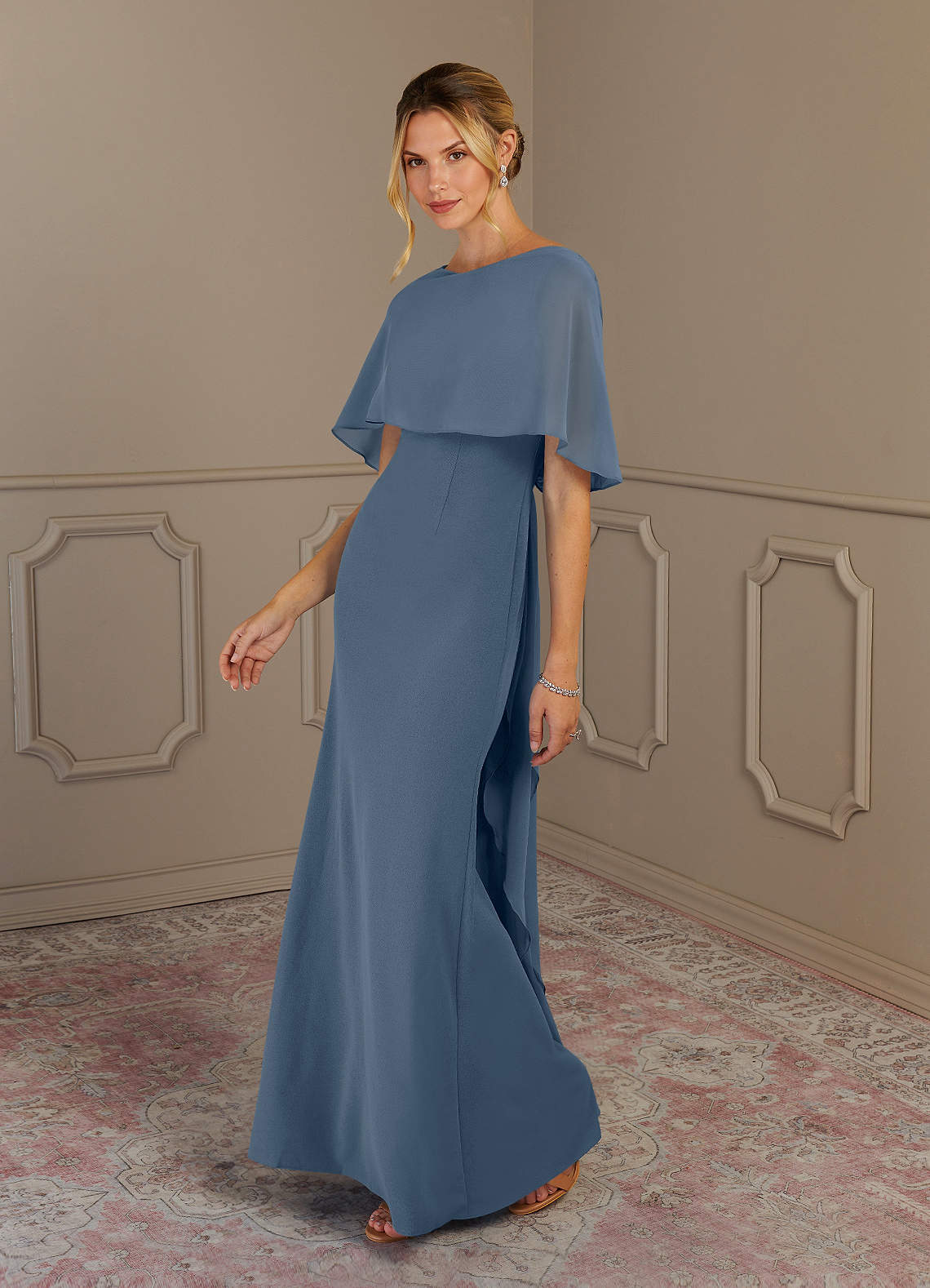 Azazie Dion Mother of the Bride Dresses Twilight Sheath Scoop Stretch Crepe Dress image3