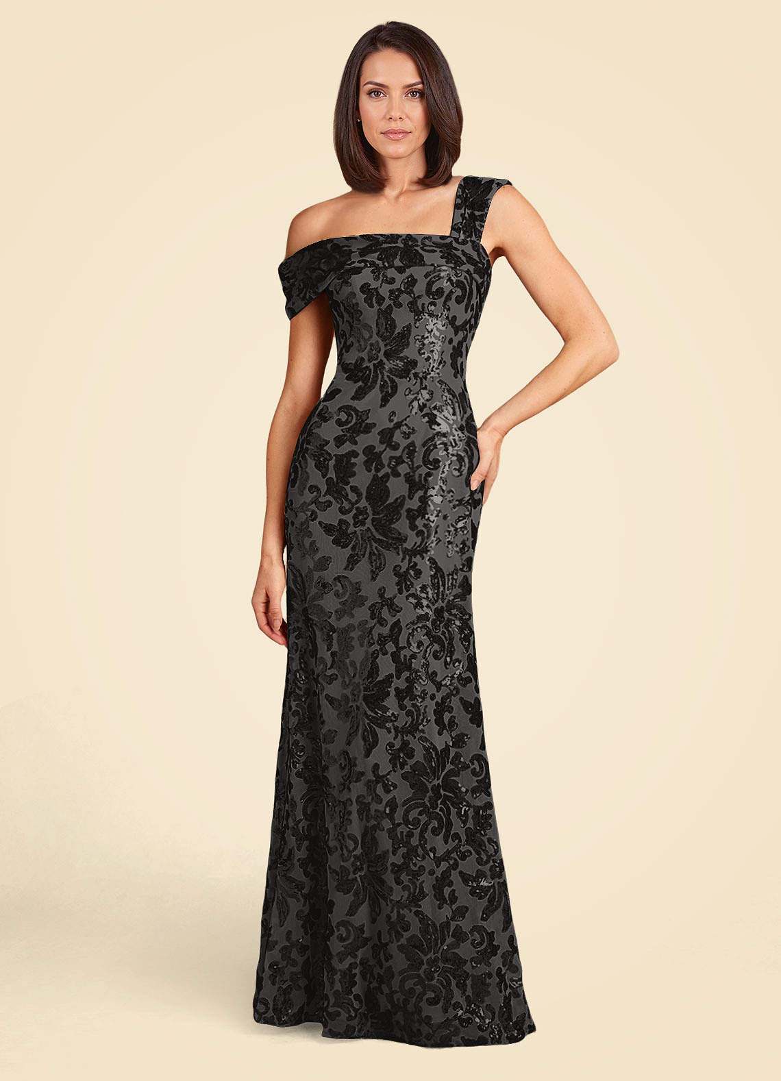 Azazie Odessia Black A-Line Sequins Lace Dress Ready to Ship | Azazie