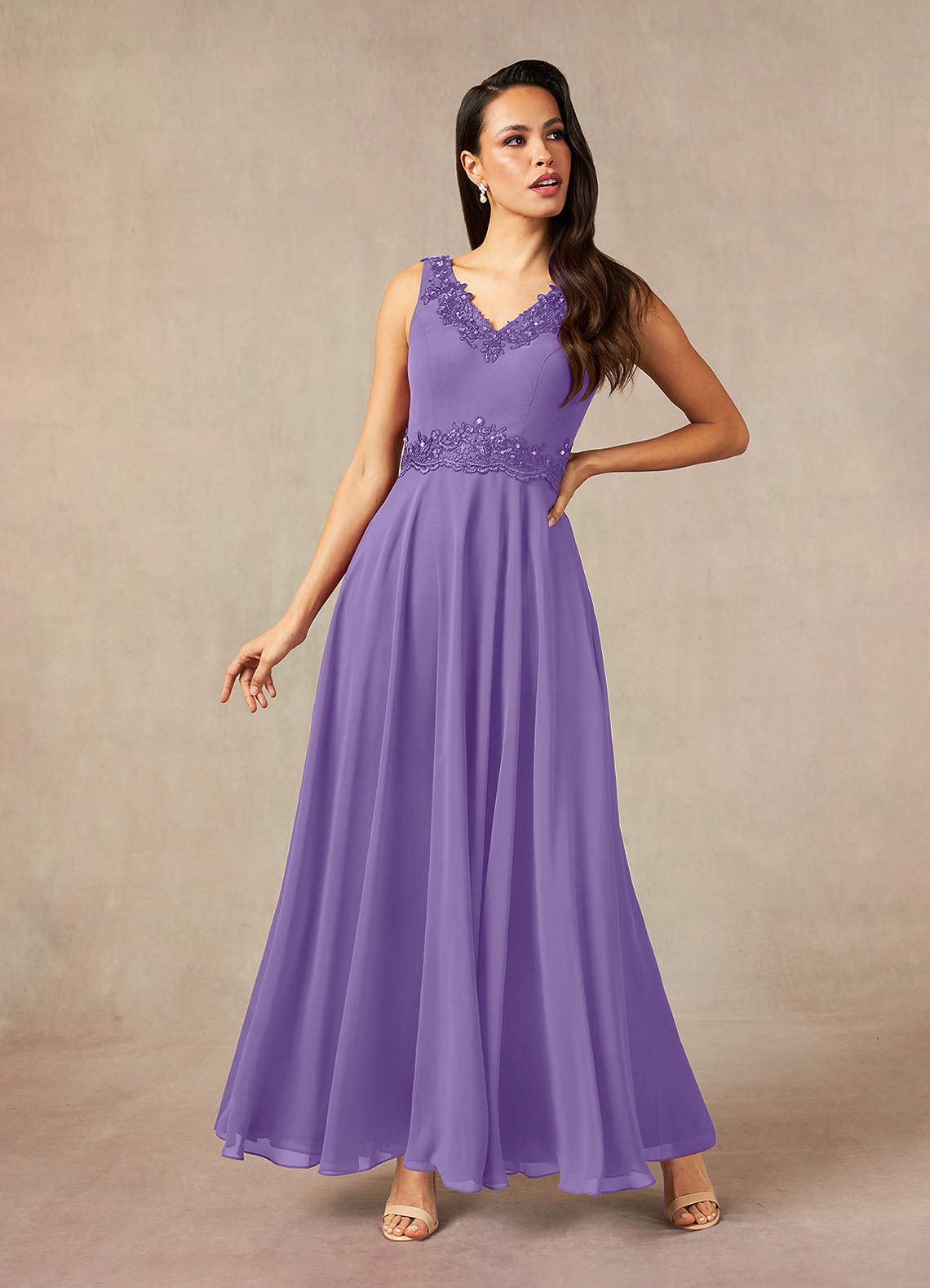 Azazie Devana Abiti per la Madre della Sposa Abito A-Line in Chiffon Lustrini Tahiti image11