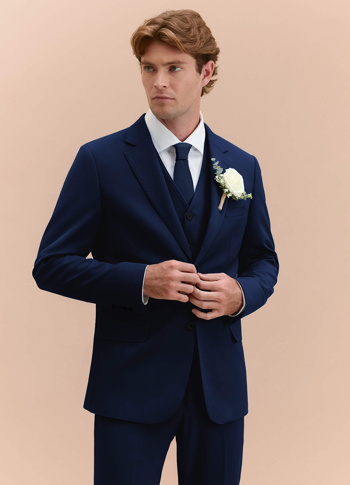 front James Blue Structured Stretch 3-piece suit