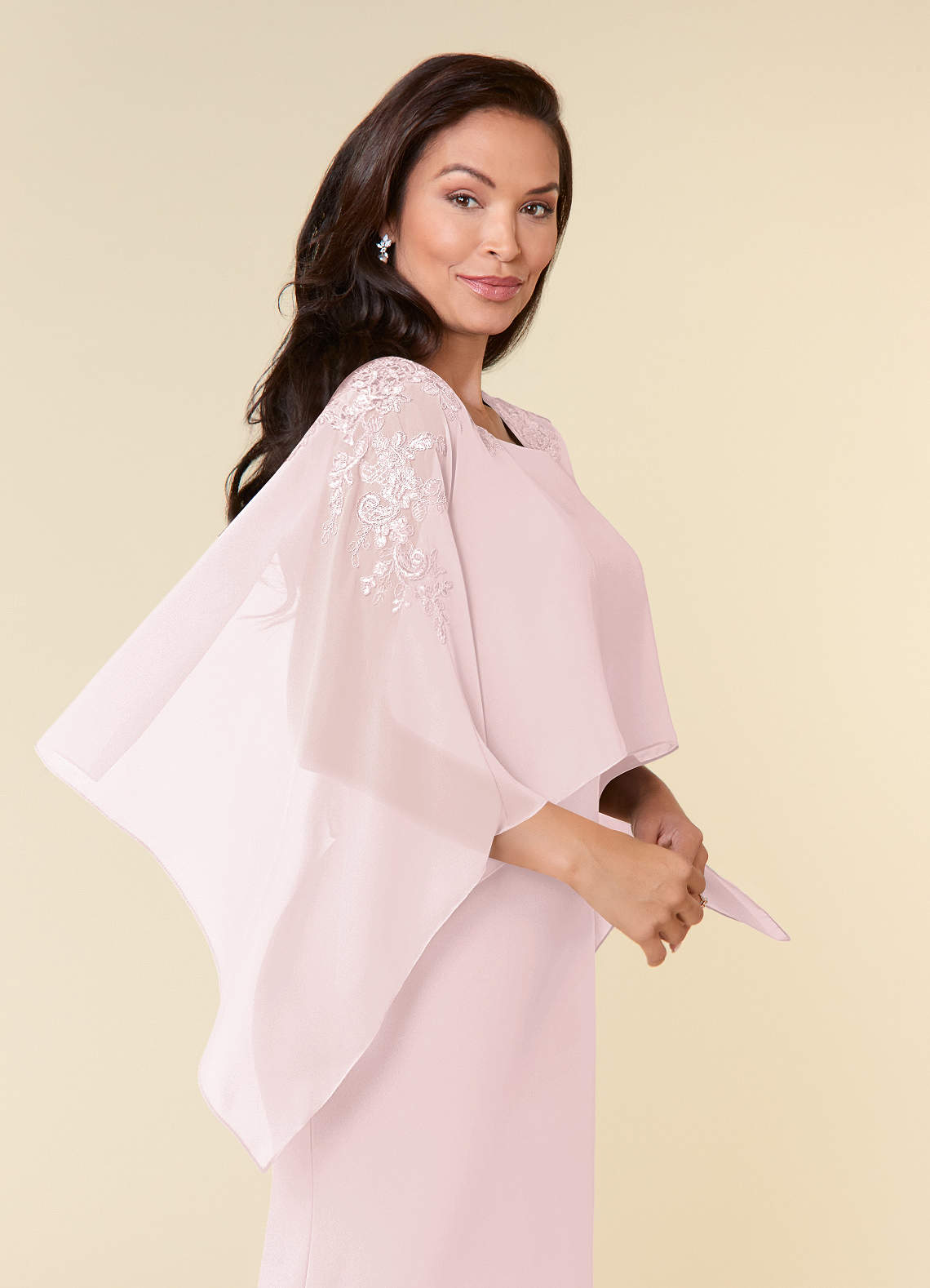 Azazie Maryam Mother of the Bride Dresses Blushing Pink Sheath Lace Chiffon Dress image3