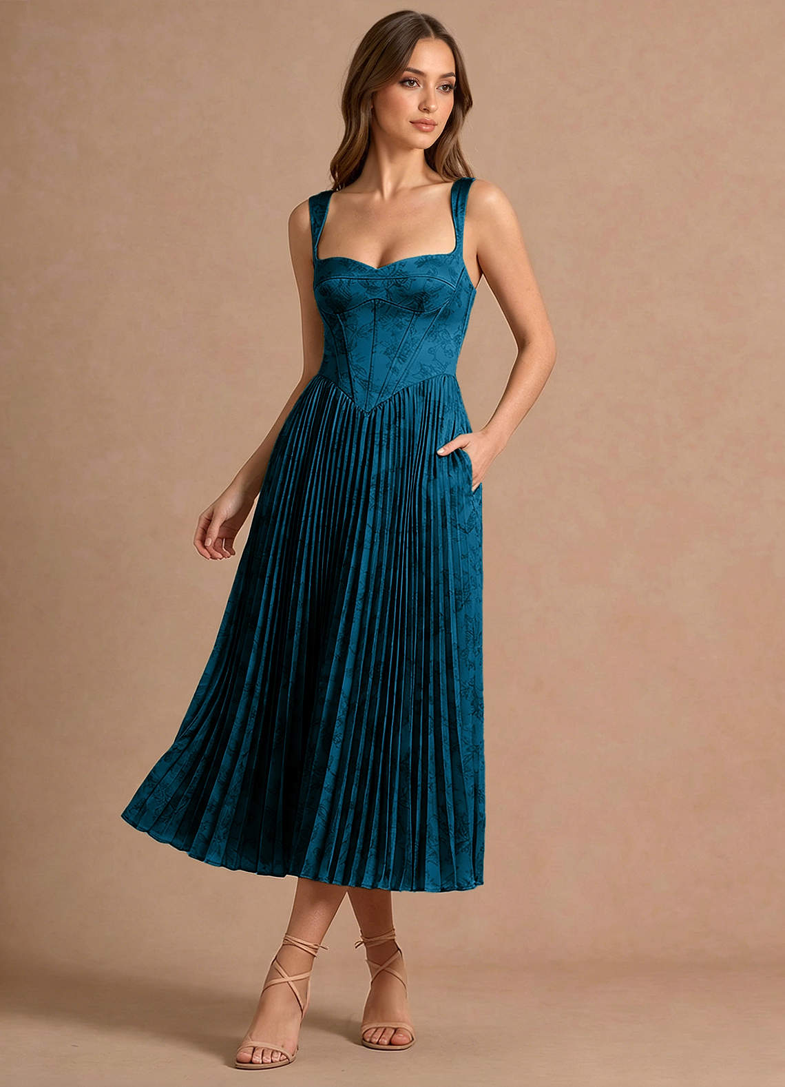 Isonelle Navy Black Midi Dress | Azazie