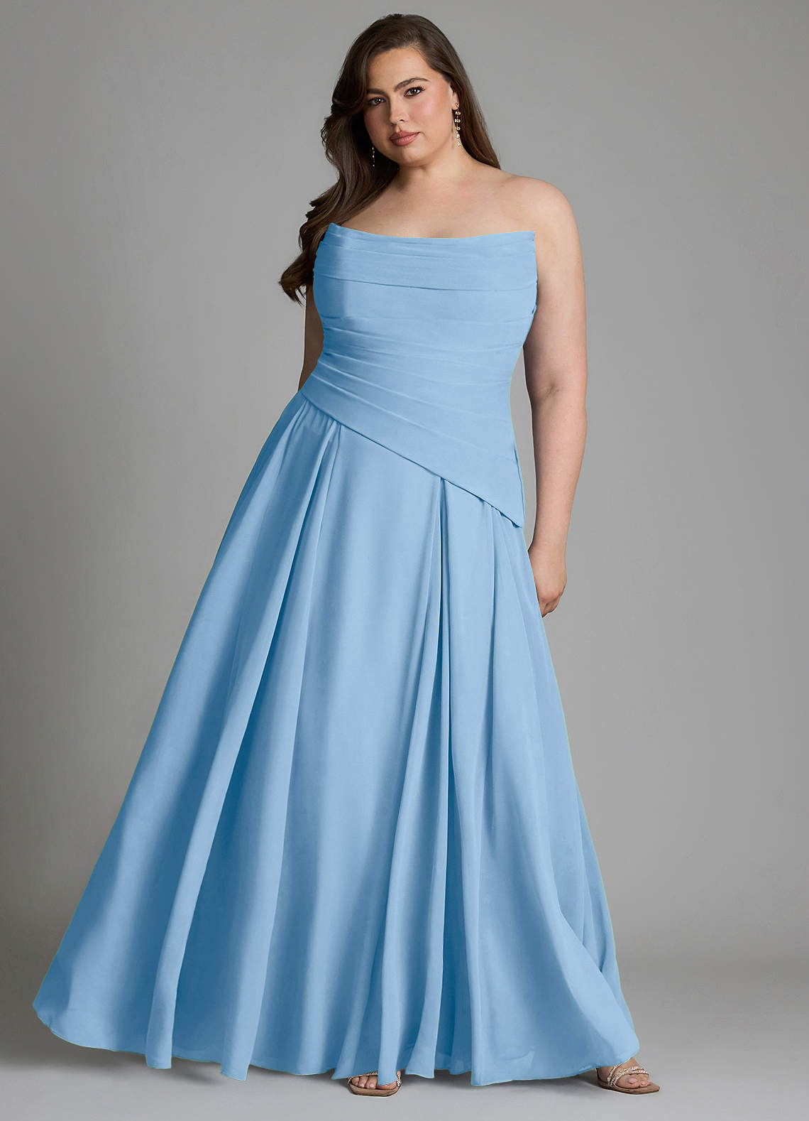 Azazie Gabriela Bridesmaid Dresses Powder Blue A-Line Corset Chiffon Dress image14