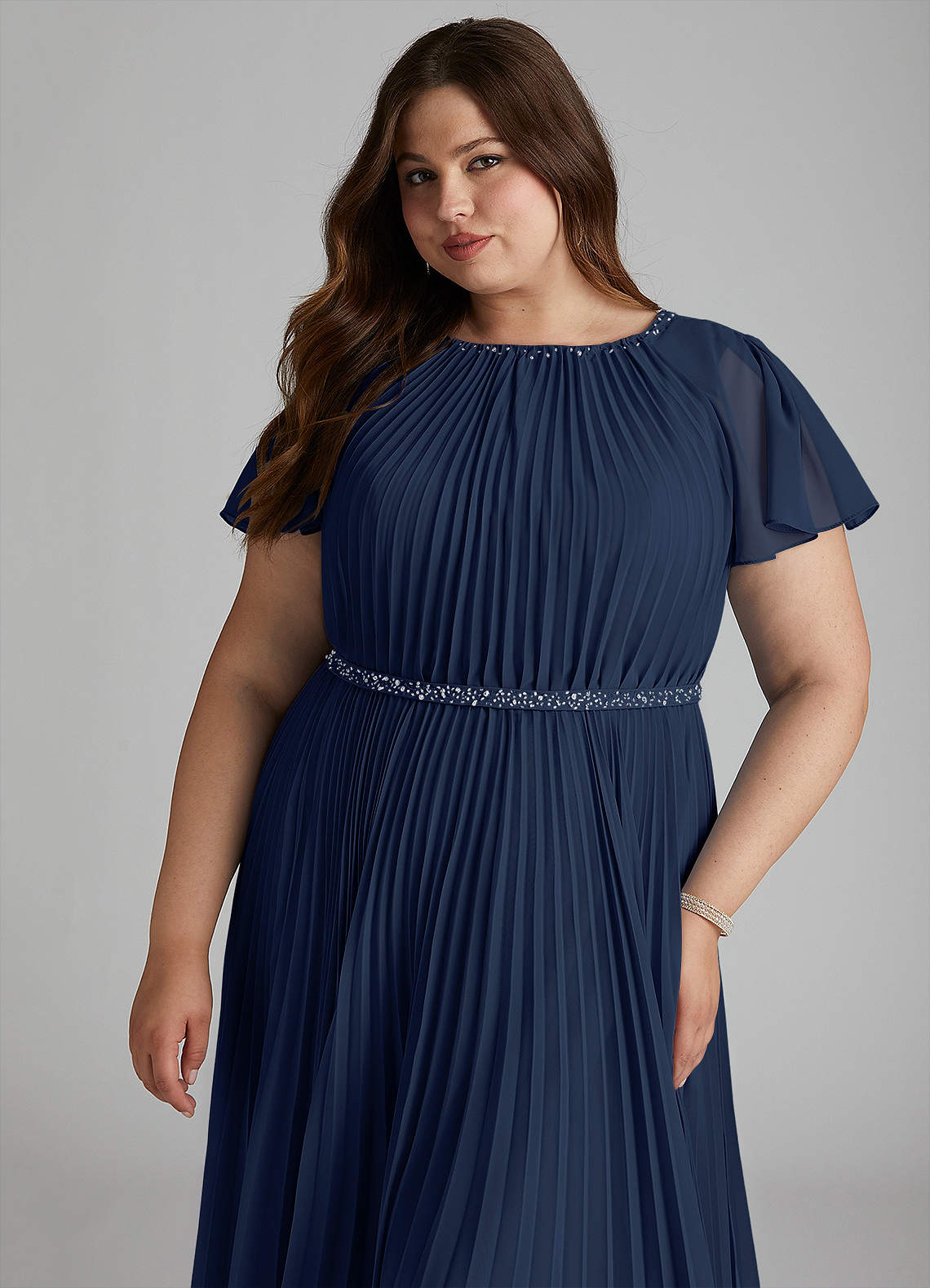 Azazie Kara Modest Bridesmaid Dresses A-Line Pleated Chiffon Floor-Length Dress image14