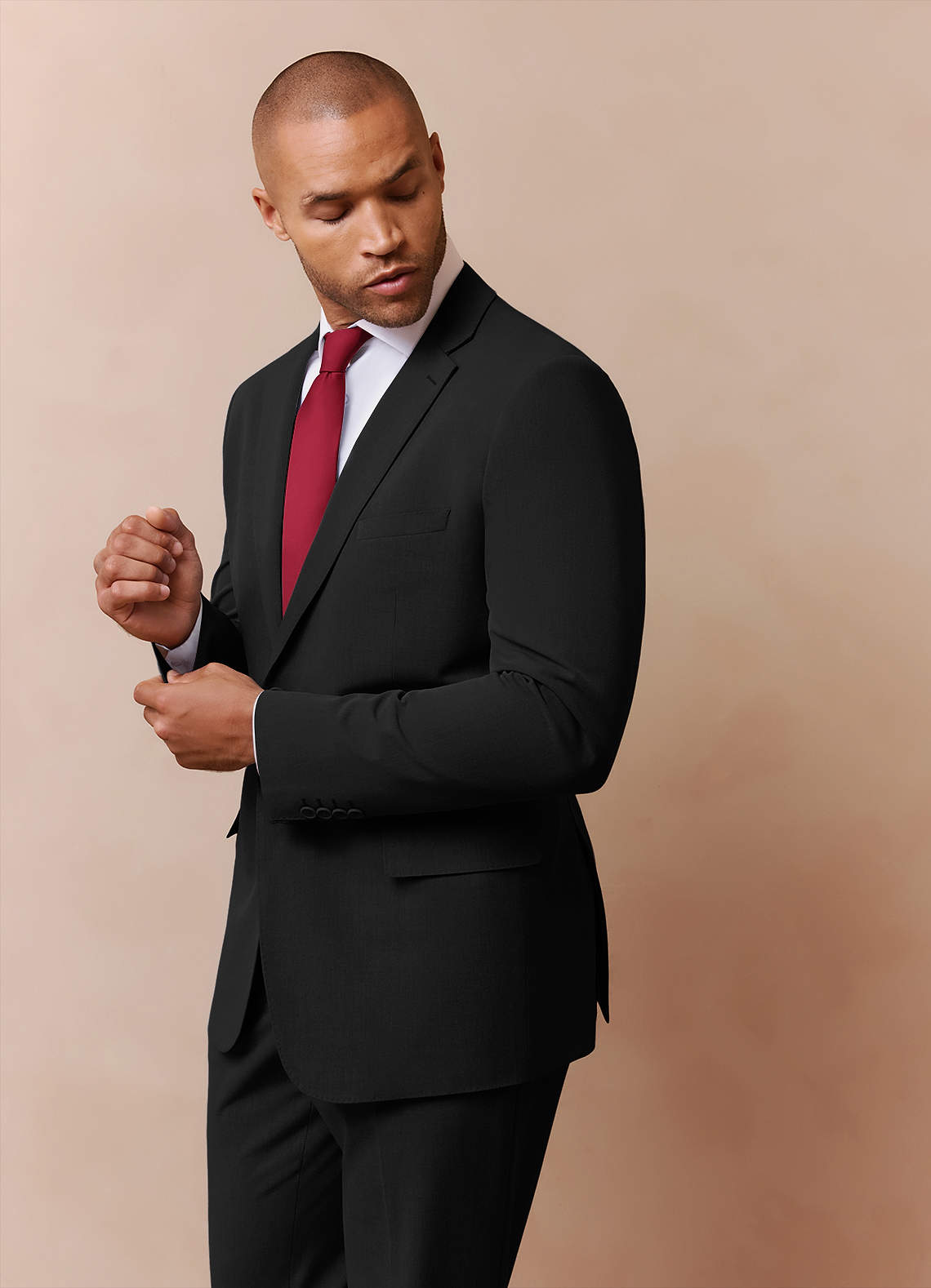 front Savile Black Wool Blend Suit Jacket