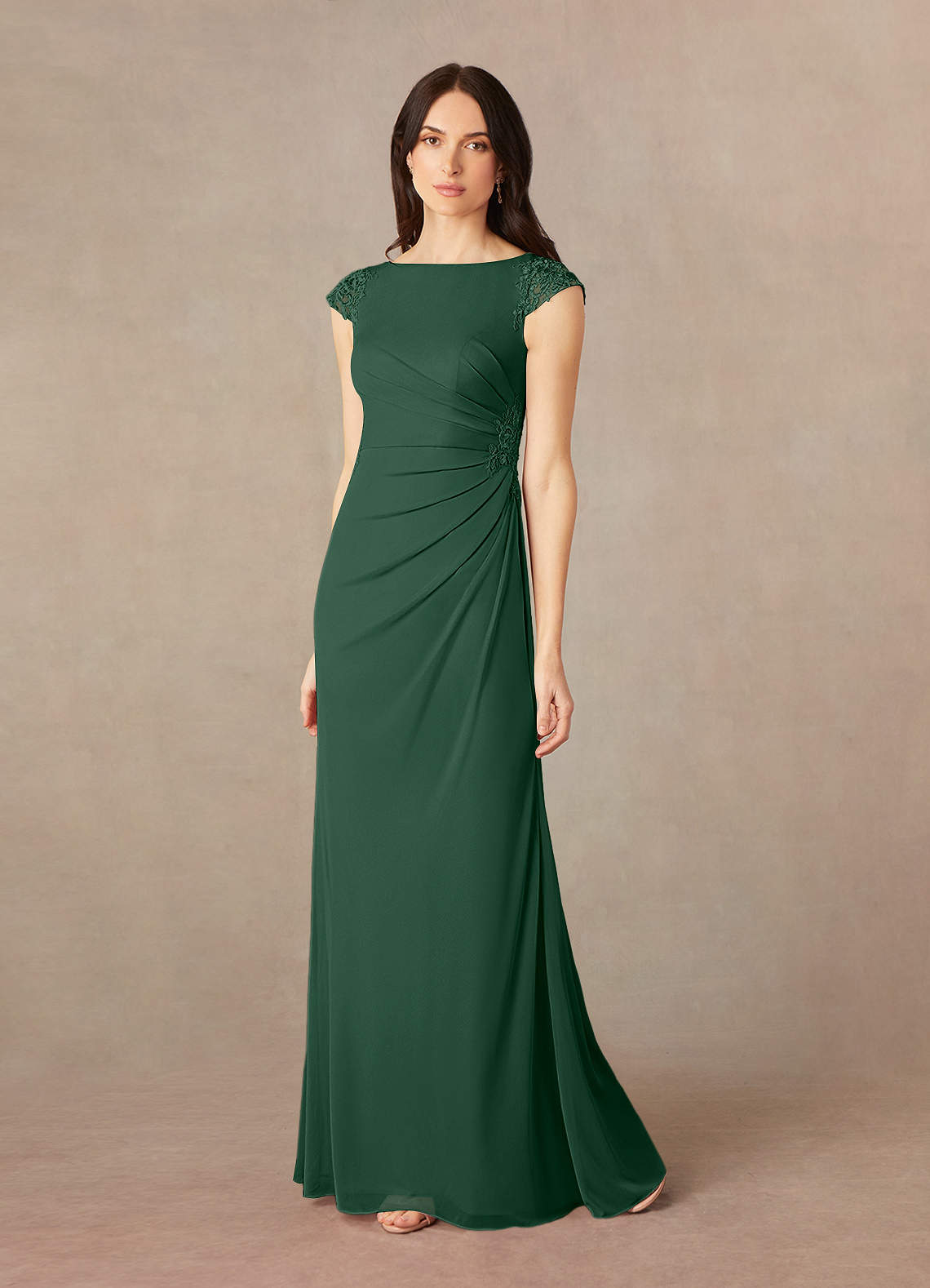 Azazie Janie Mère de la mariée Robes Robe Sirène en Dentelle Vert Foncé image1
