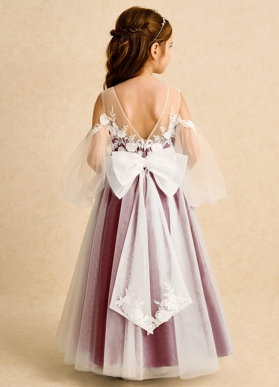 Azazie Zimi Flower Girl Dresses Burgundy Ball-Gown Sweetheart Neckline Tulle Dress image1