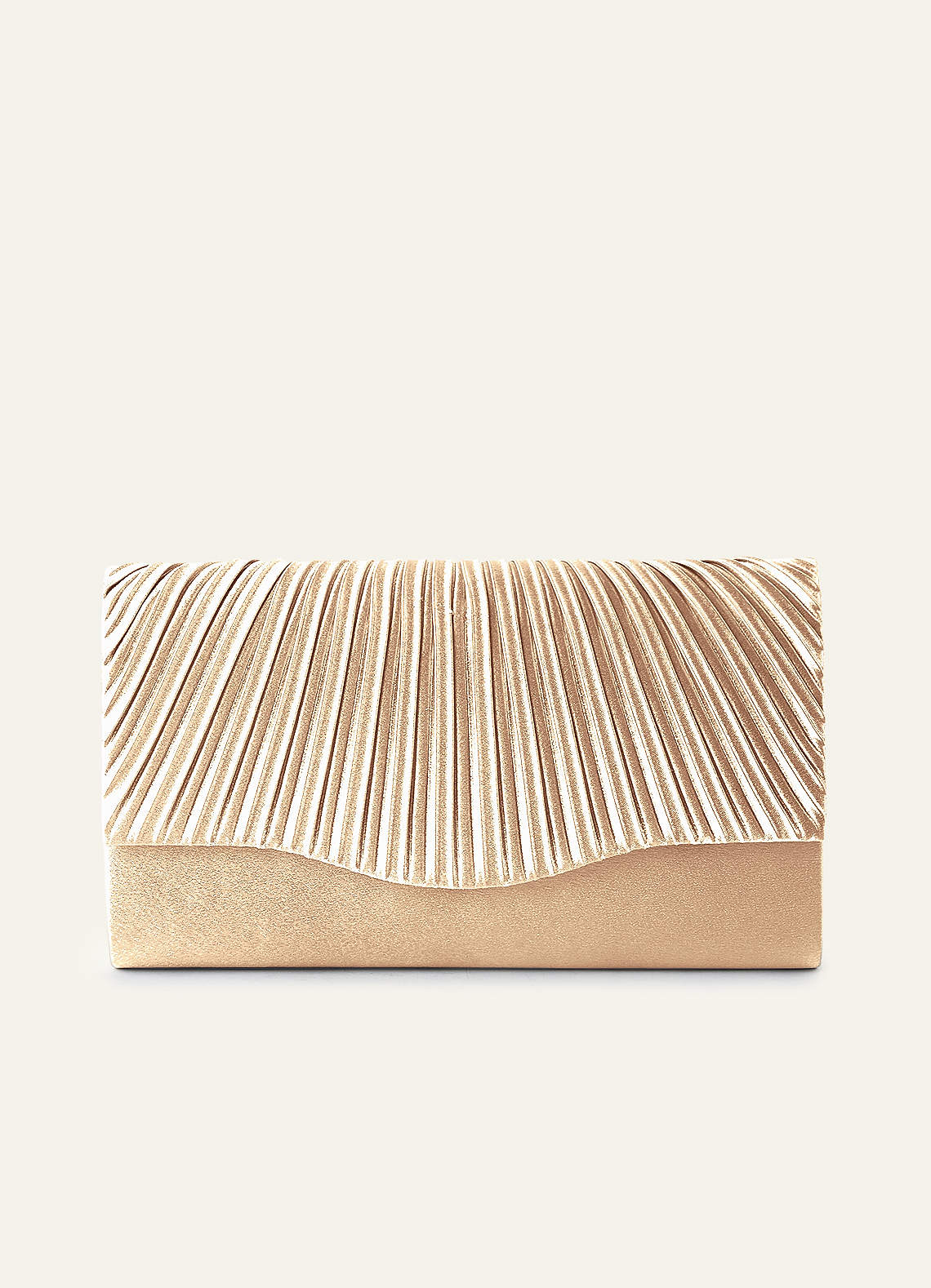 front Matching Color Pleated Metallic Satin Envelope Clutch