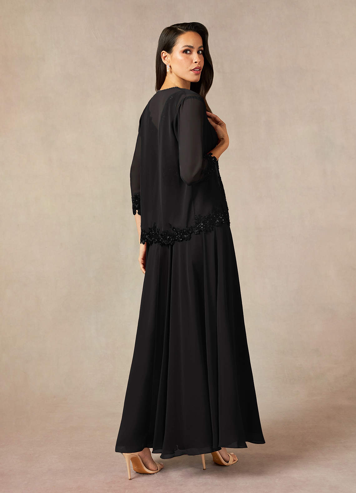 Azazie Devana Mother of the Bride Dresses Black A-Line Sequins Chiffon Dress image1