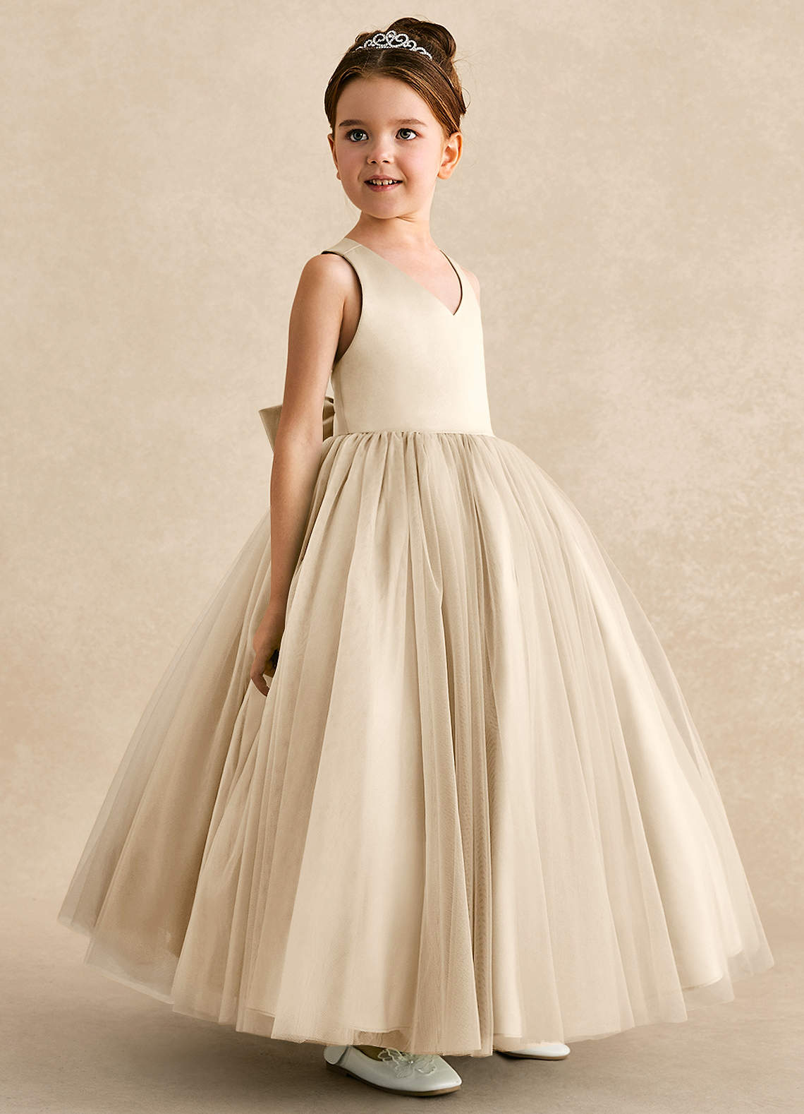 sachin and babi light blue dress Azazie A-Line/Princess V-Neck Ankle-Length Tulle Flower Girl Dresses