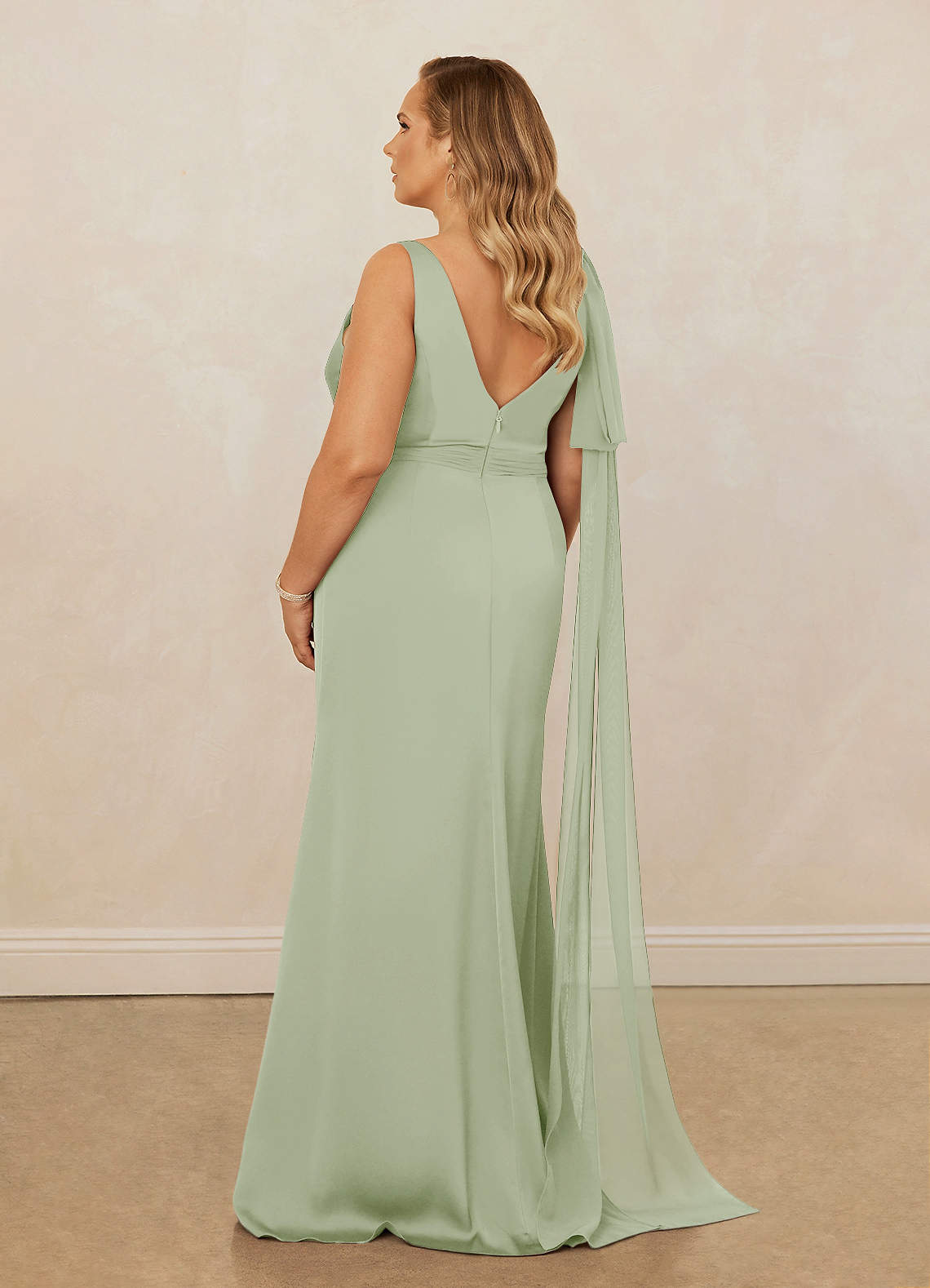 Christian Siriano Bridal for Azazie 1011 Bridesmaid Dresses Plunging Stretch Satin Mermaid Dress image11