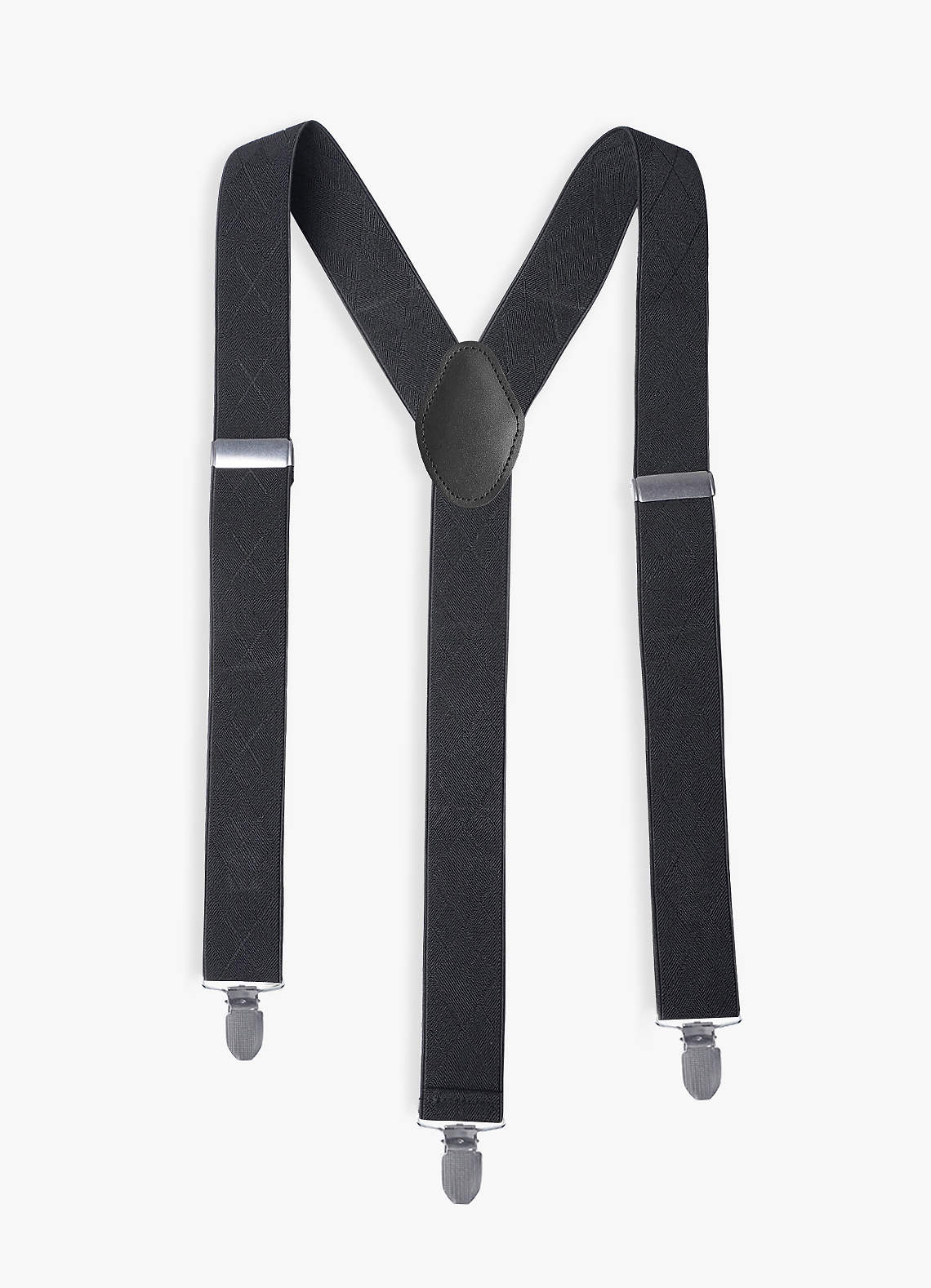 front Plaid Three-Clip Suspenders