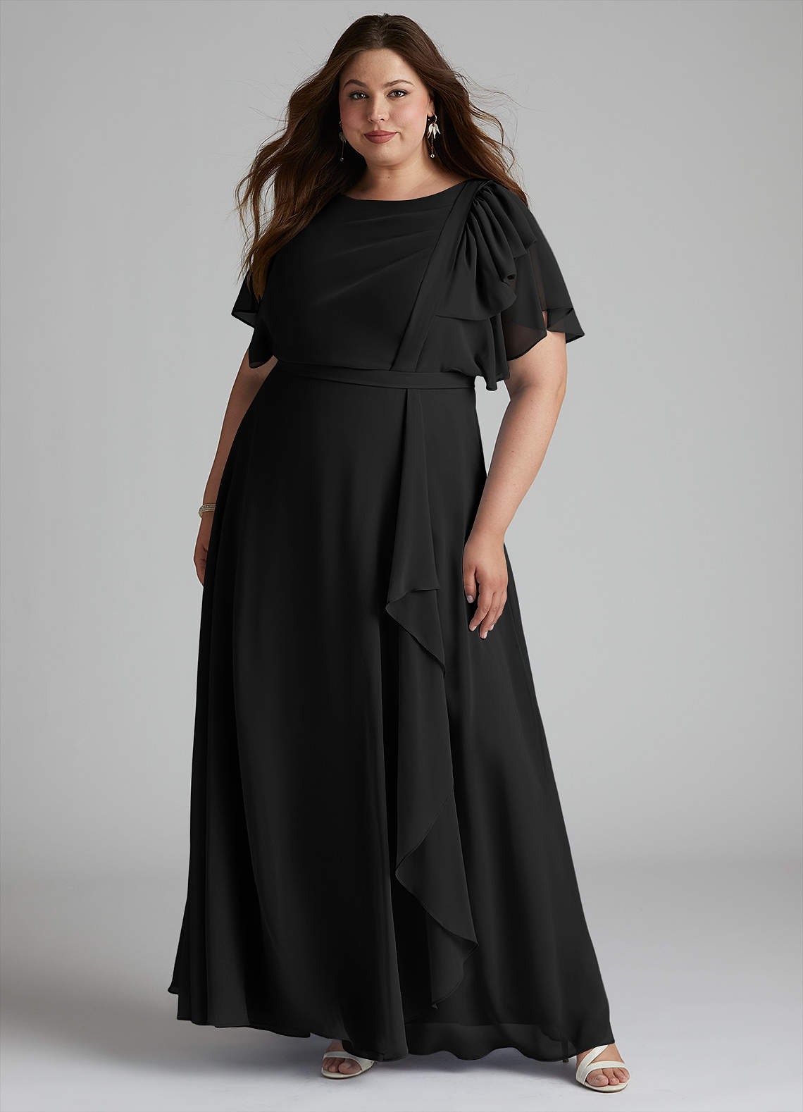 Azazie Aaliyah Modest Bridesmaid Dresses A-Line Scoop Pleated Chiffon Floor-Length Dress image5