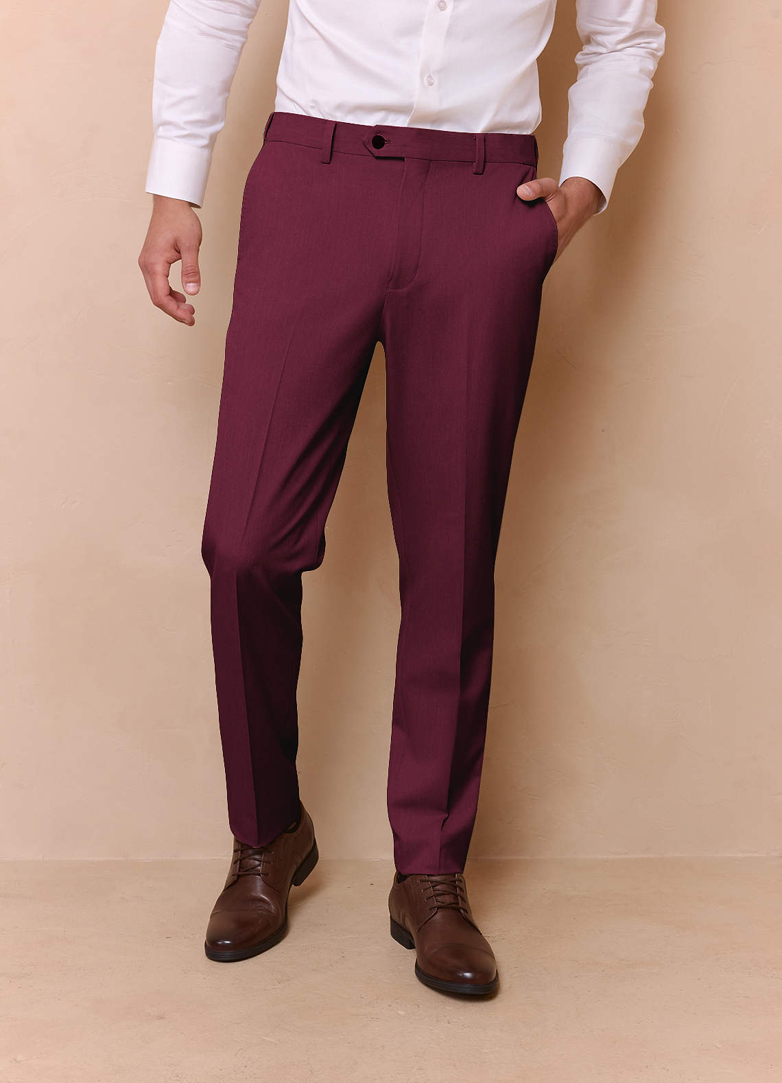 front James Burgundy Structured Stretch Dress Pants