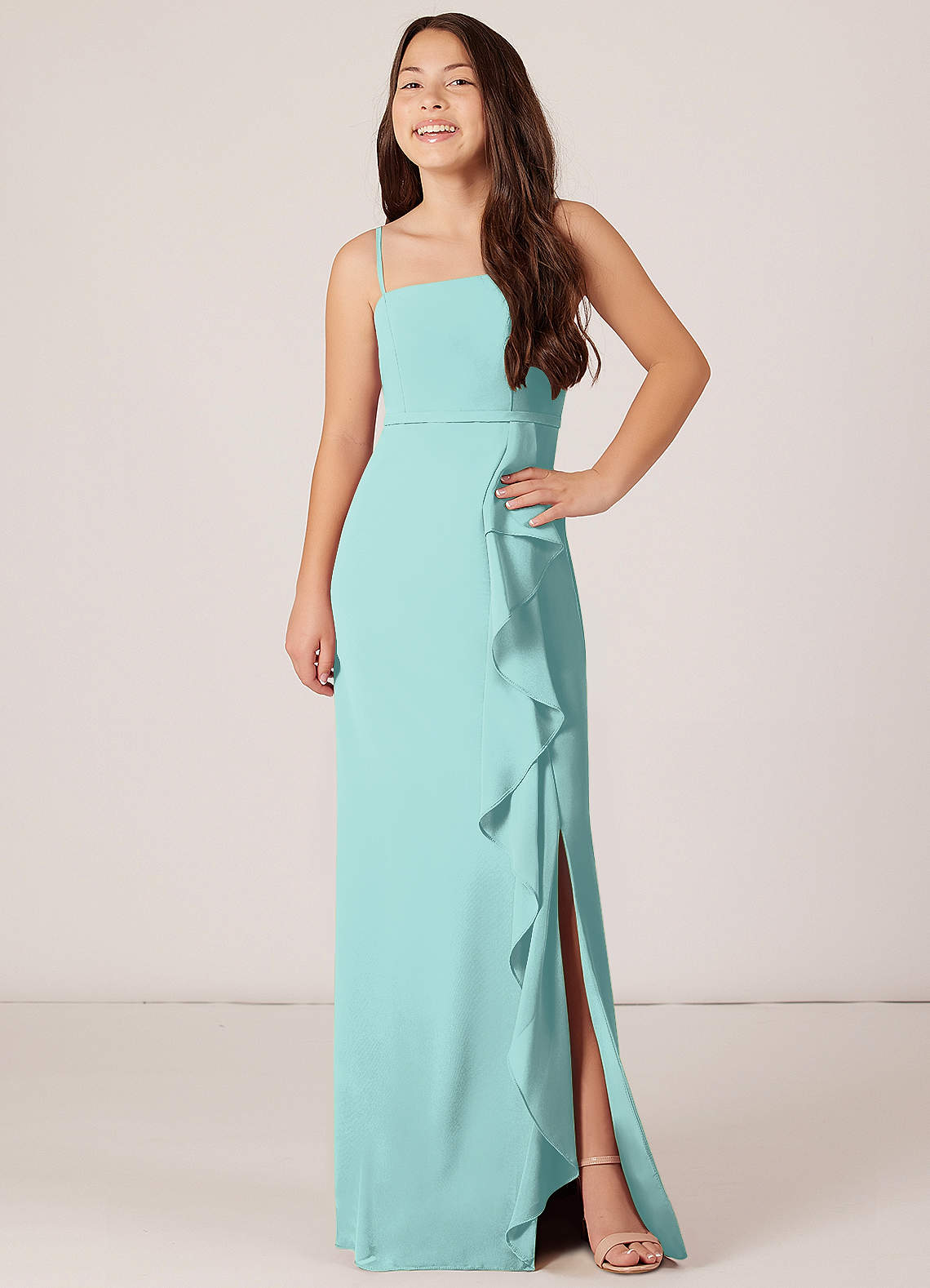 Azazie Kaylee Junior Bridesmaid Dress in Aqua | Azazie