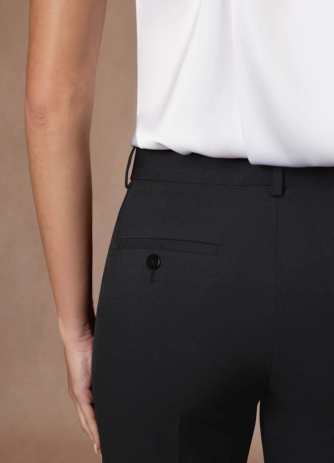 front Whitney 검은색 고급 직조 기술로 제작된 기능성 긴 정장 바지