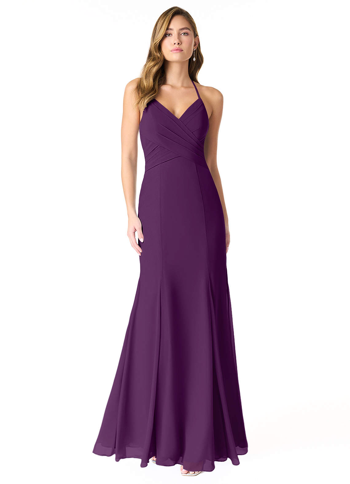 Azazie Carolina Bridesmaid Dresses Grape Mermaid Ruched Chiffon Dress image1