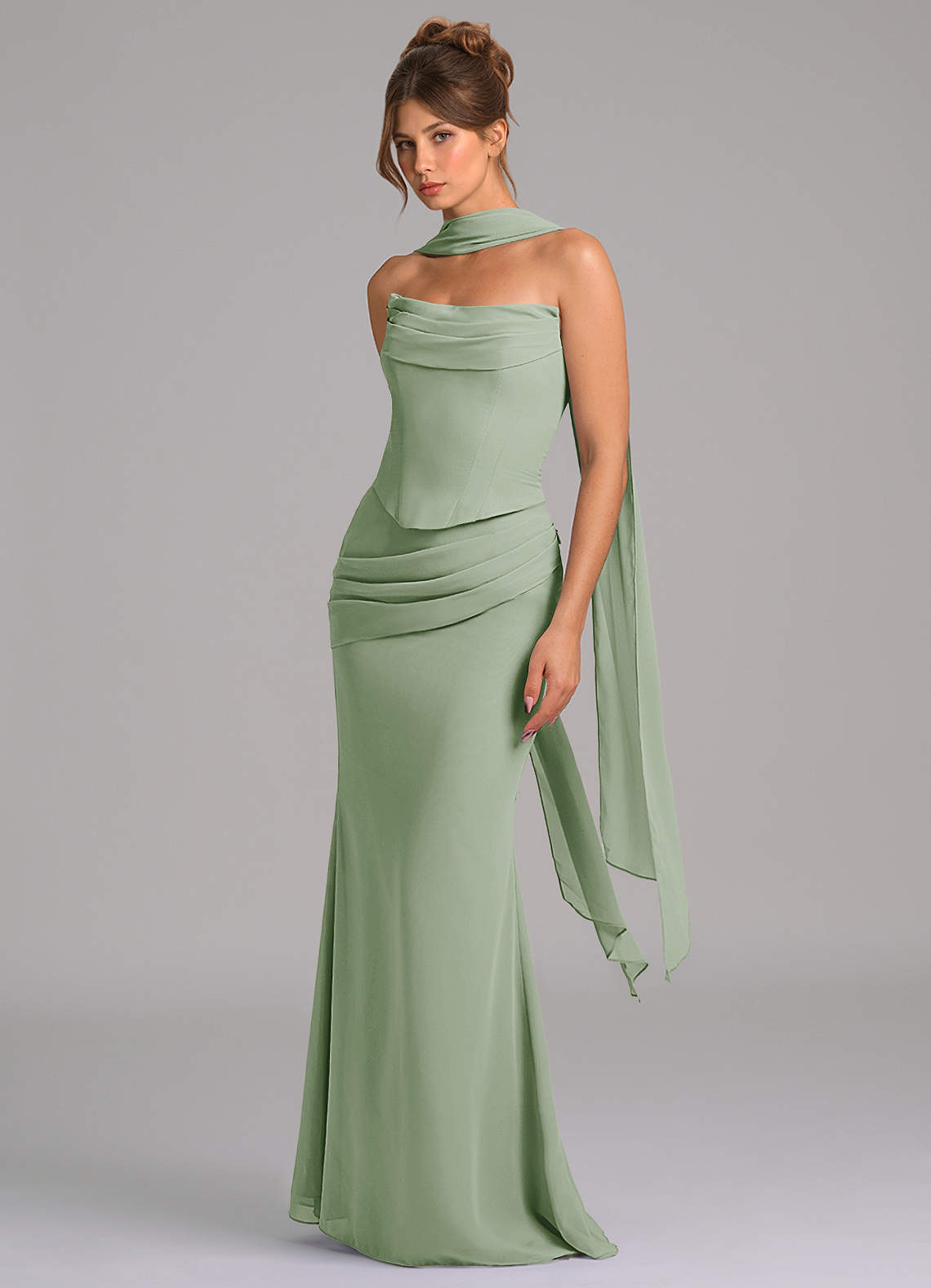 Azazie Sorrel Suknie dla druhen Syrena Gorset Szyfon Do ziemi Sukienka image4