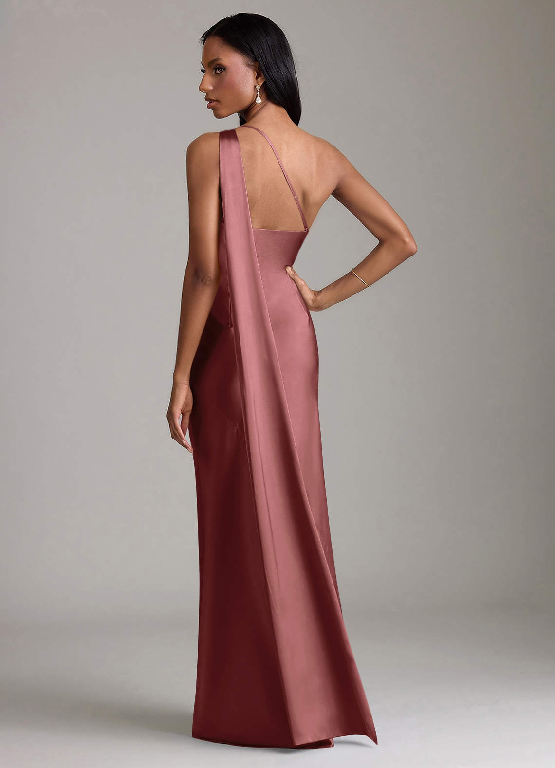 Azazie Juniper Brudtärnklänningar Klä av Sjöjungfru i Stretch Satin Ena axeln Ametist image5