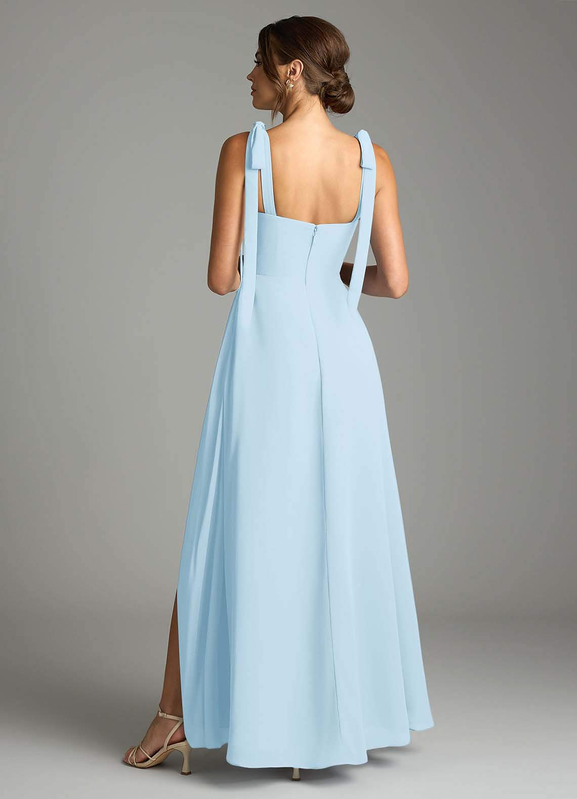 Azazie Debra Bridesmaid Dresses Sky Blue A-Line with Pockets Chiffon Convertible Dress image9