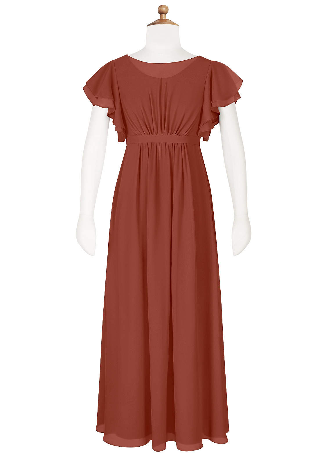 Azazie Daphne Junior Auburn A-Line Pleated Chiffon Dress image1