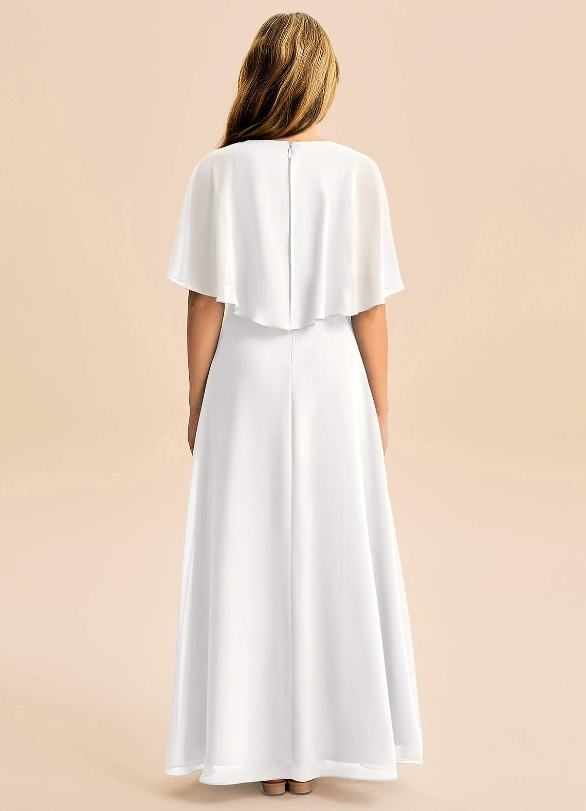 Azazie Maris Junior Robe Trapèze en Mousseline de soie Blanc image1