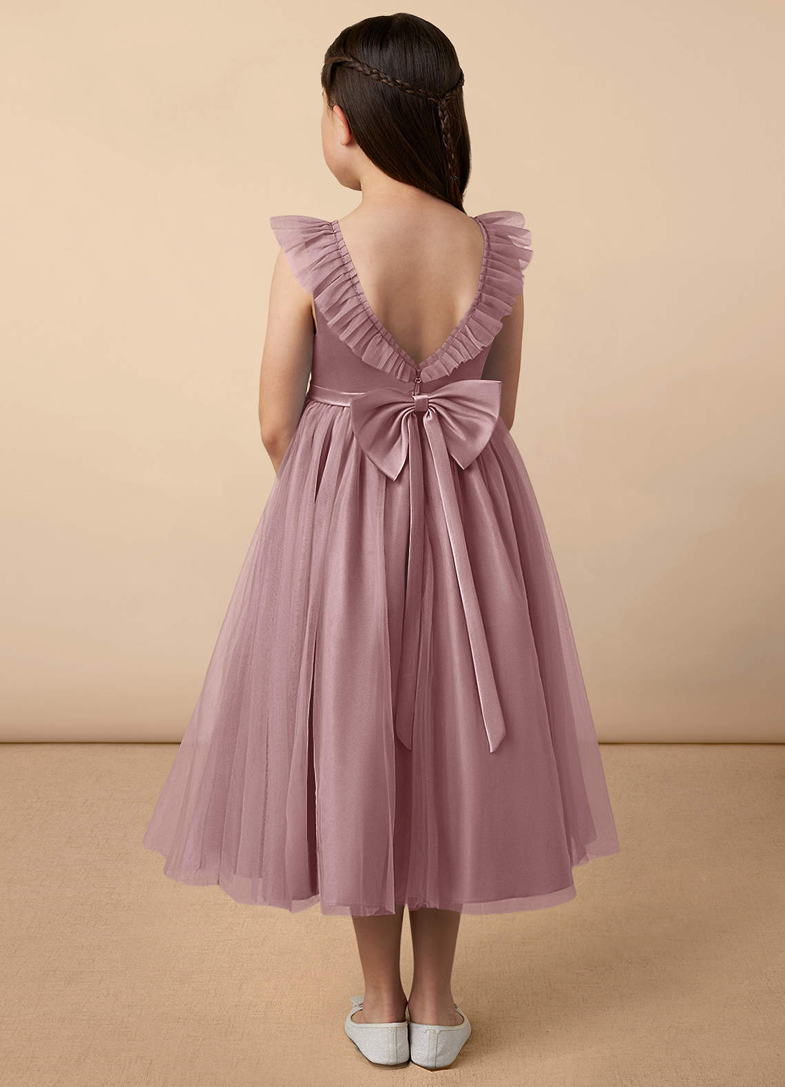 Azazie Dolly Flower Girl Dresses A-Line Bow Tulle Ankle-Length Dress image1