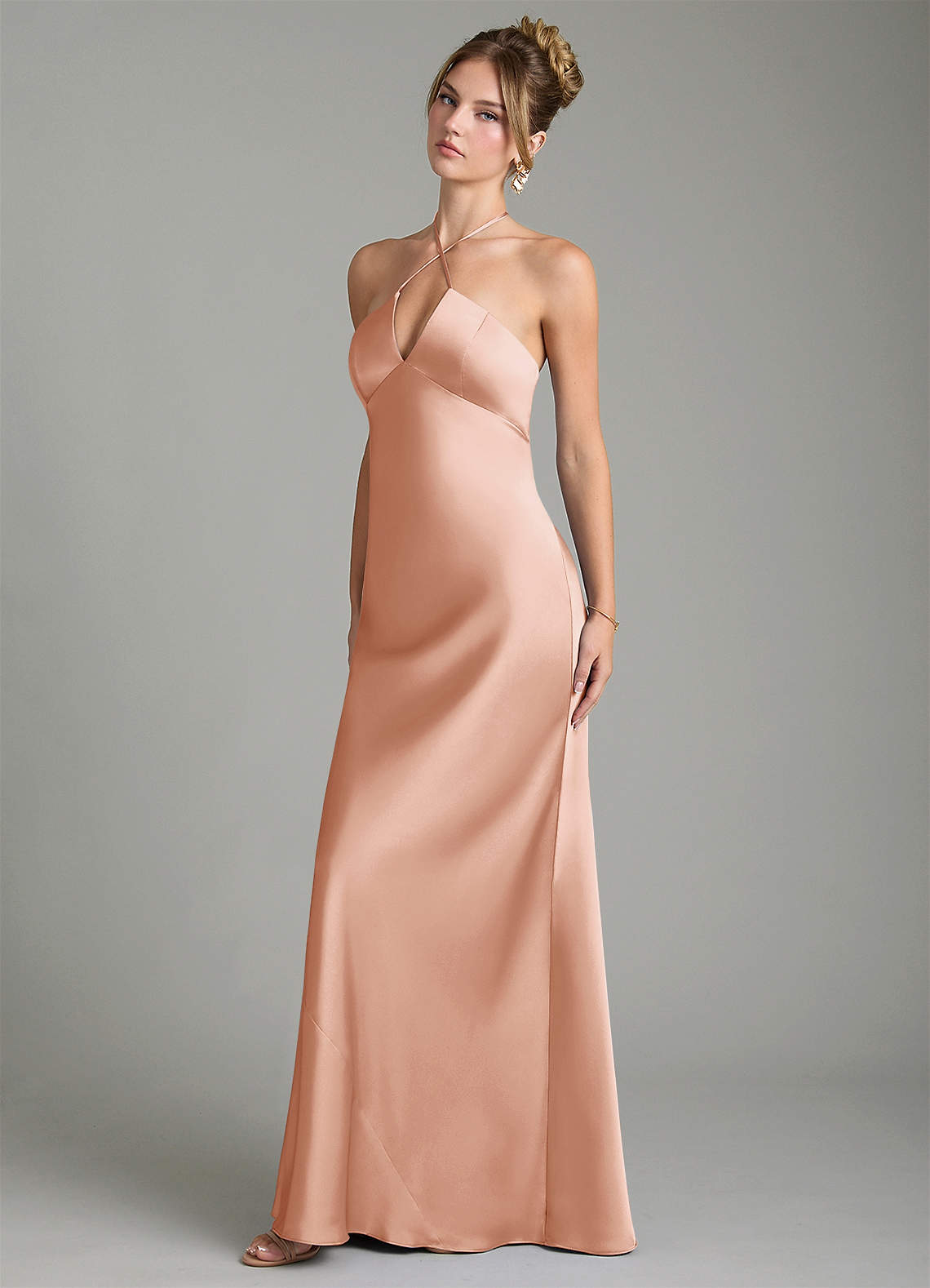 camille gold dress Azazie Ready to Ship Rose Stretch Satin Bridesmaid Dresses facebook25