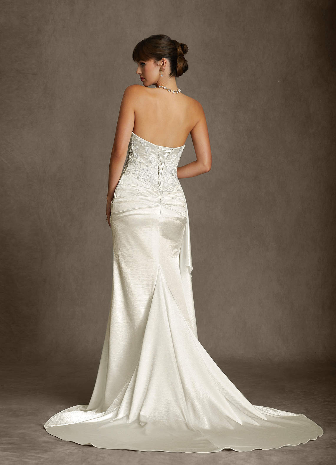 Azazie Angel Wedding Dresses Antique White Mermaid Strapless Charmeuse Dress image2