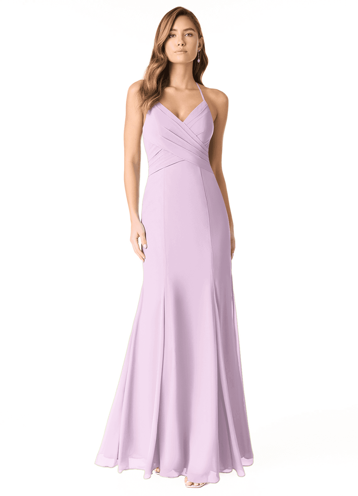 Azazie Carolina Bridesmaid Dresses Frosted Lilac Mermaid Ruched Chiffon Dress image1