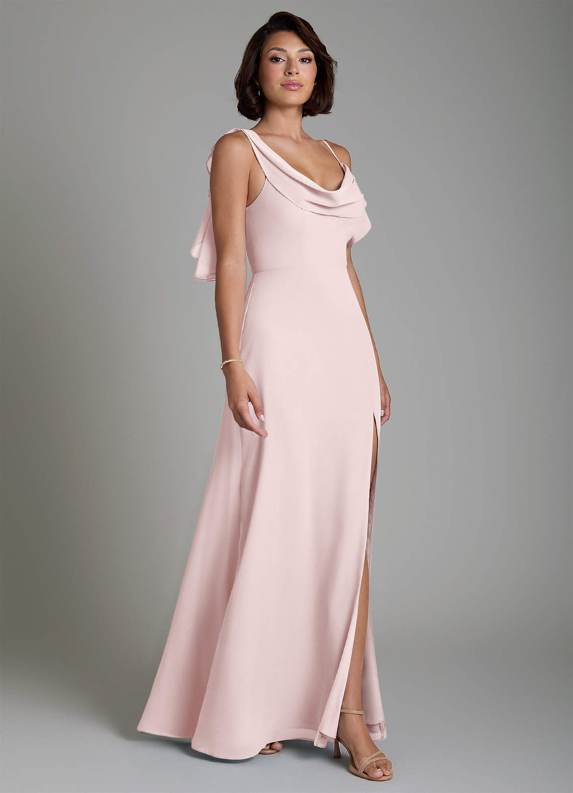 Azazie Jayden Blushing Pink Chiffon Bridesmaid Dresses