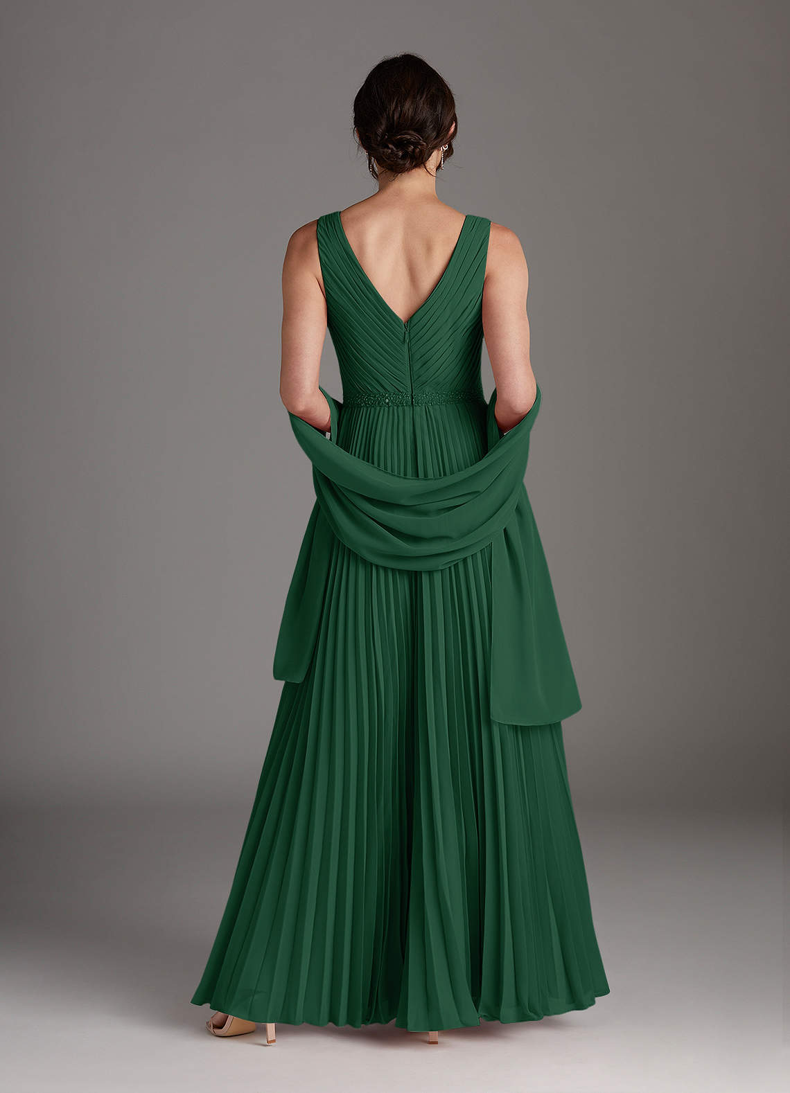 Azazie Kris Mother of the Bride Dresses Dark Green A-Line Sequins Chiffon Dress image3