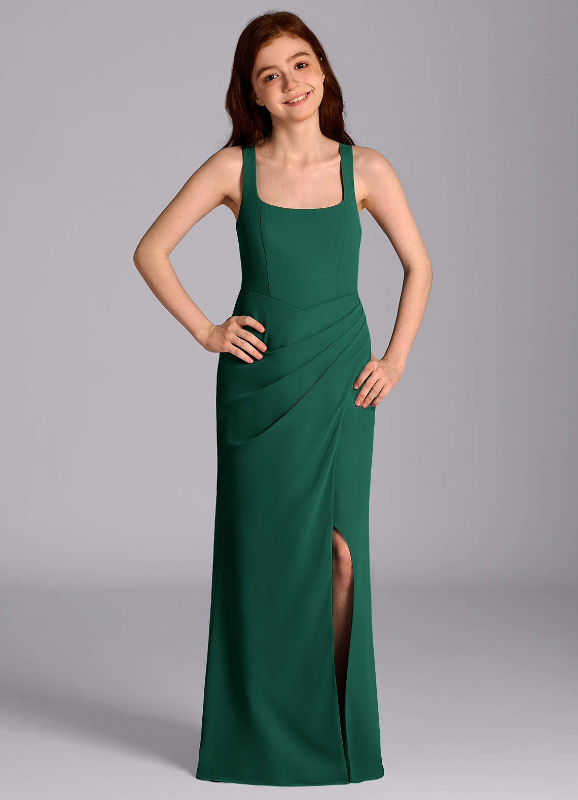 emerald junior bridesmaid dresses Asymmetrical Length Sleeveless Chiffon Junior Bridesmaid Dress for Wed