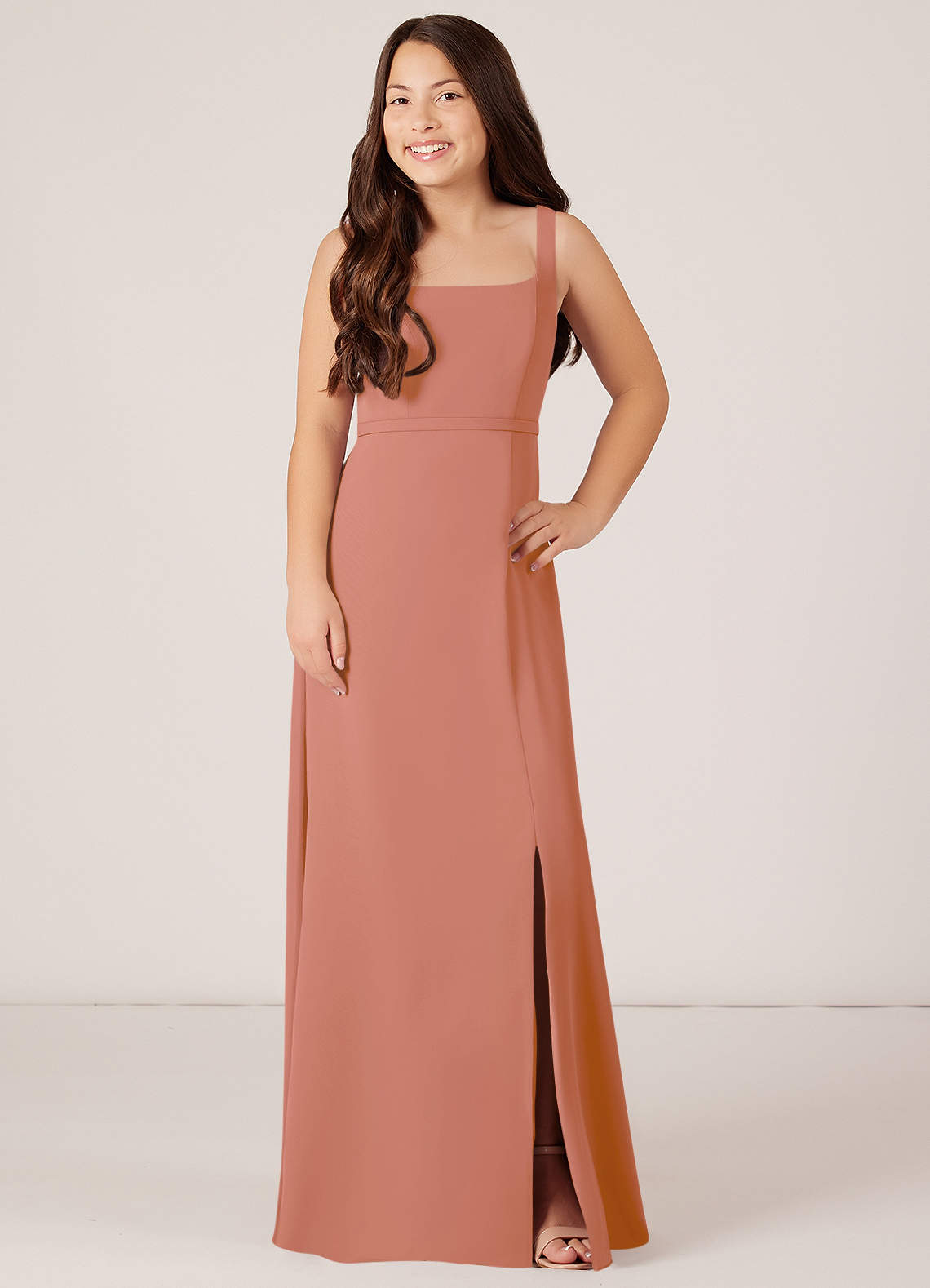Azazie Renee Junior A-Linie Seitliche Cut-Outs Chiffon Kleid Mai Tai image1